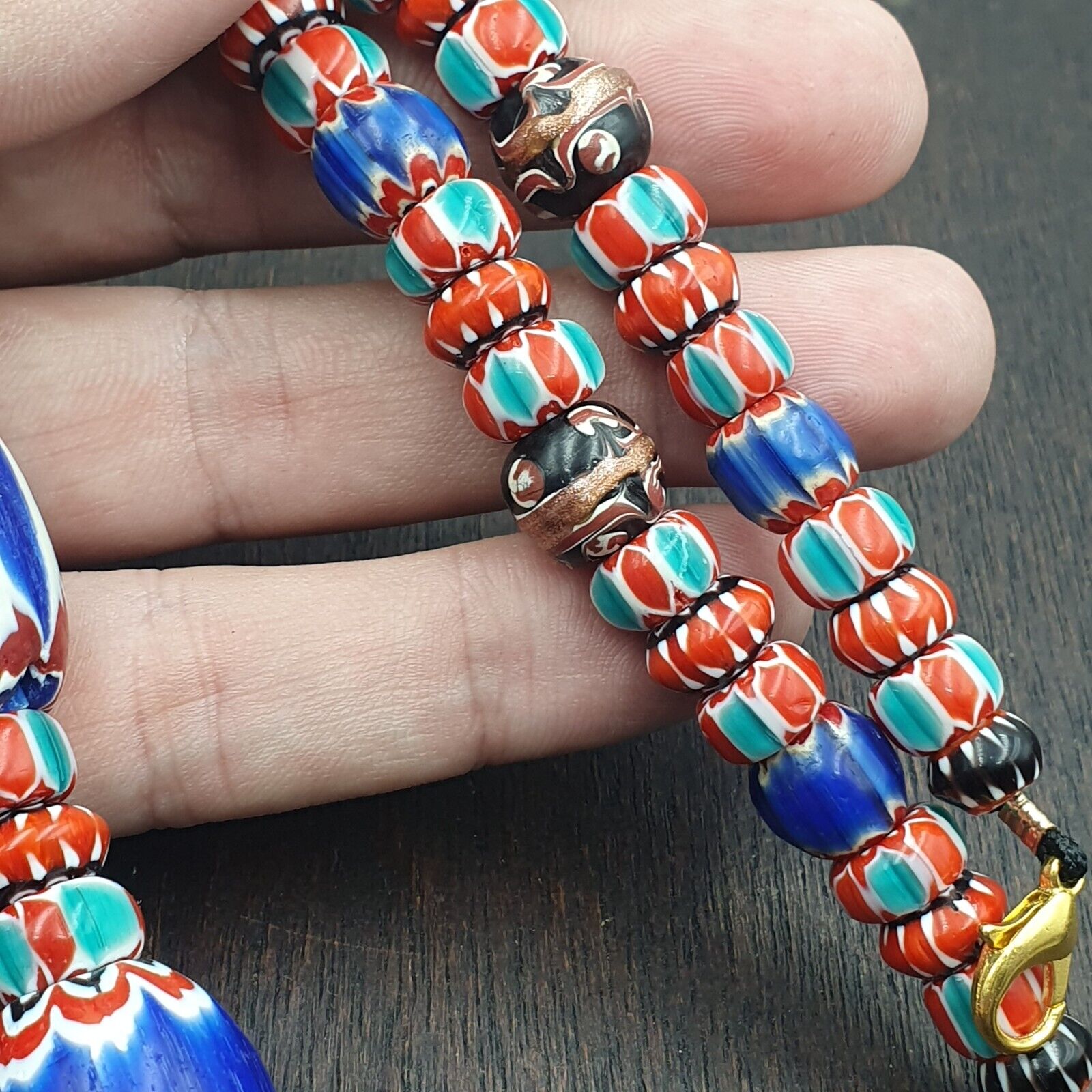Venetian Inspired Vintage Trade beads Vintage Mix Chevron Beads necklace BCH-36