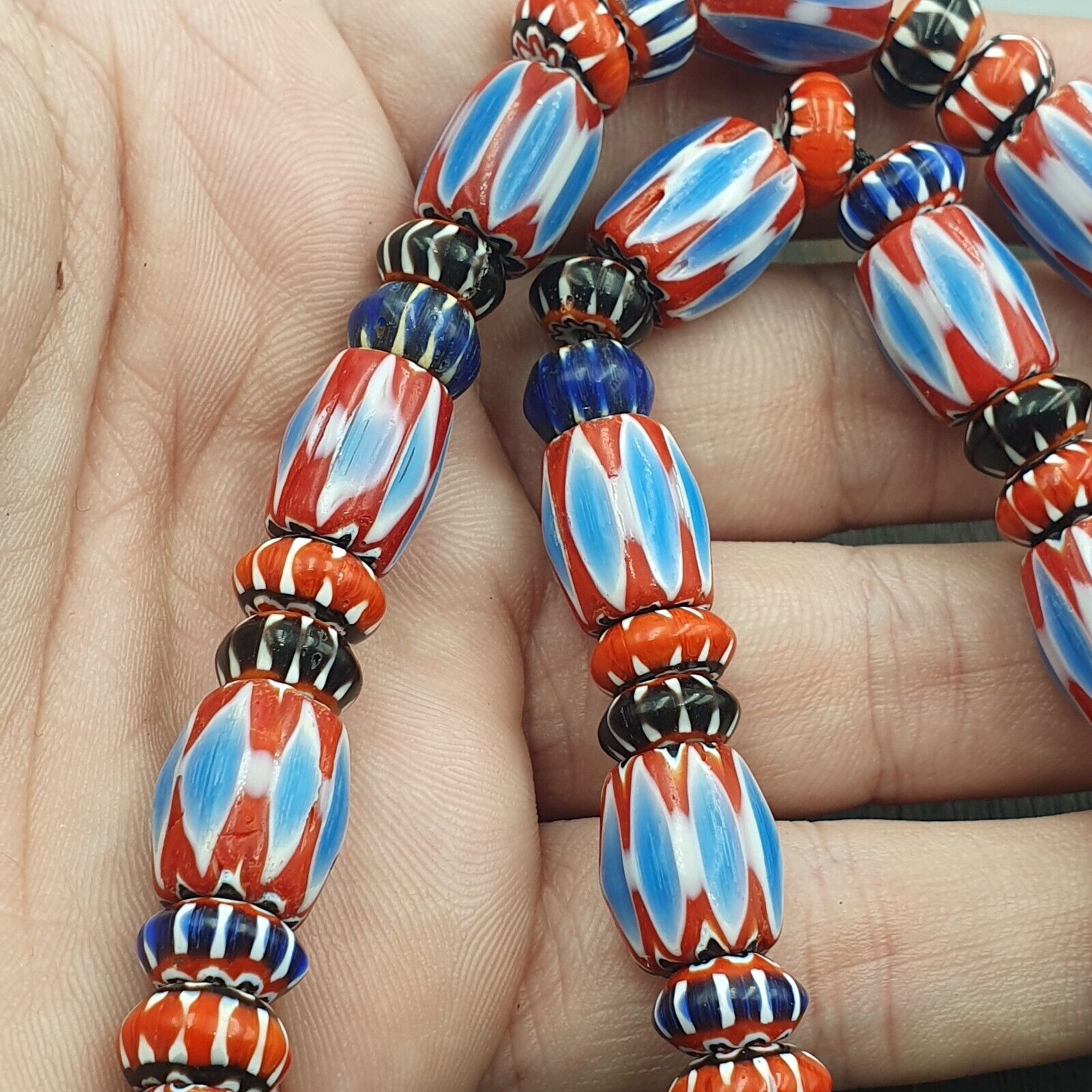 Venetian Inspired Vintage Trade beads Vintage Mix Chevron Beads necklace BCH-35