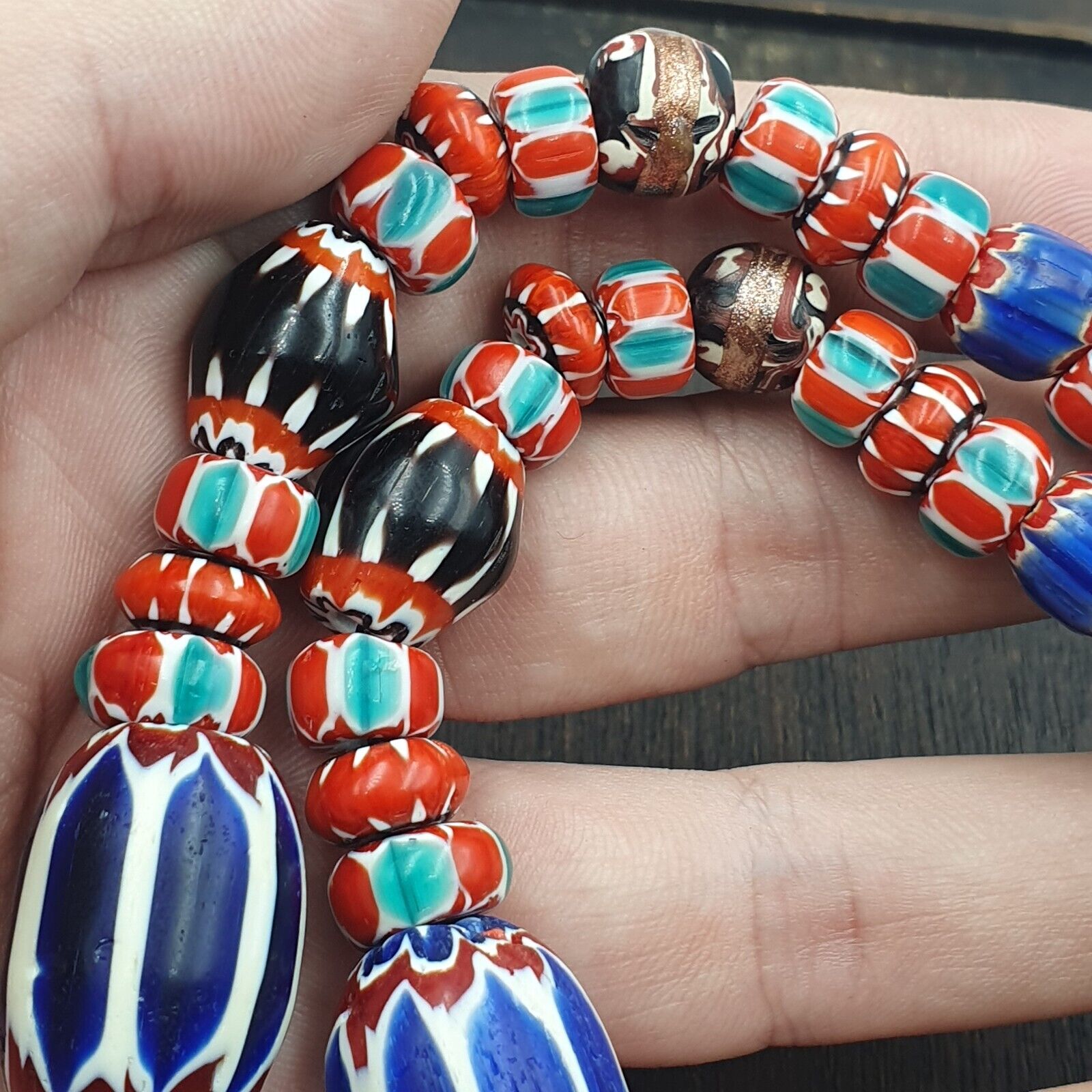 Venetian Inspired Vintage Trade beads Vintage Mix Chevron Beads necklace BCH-36