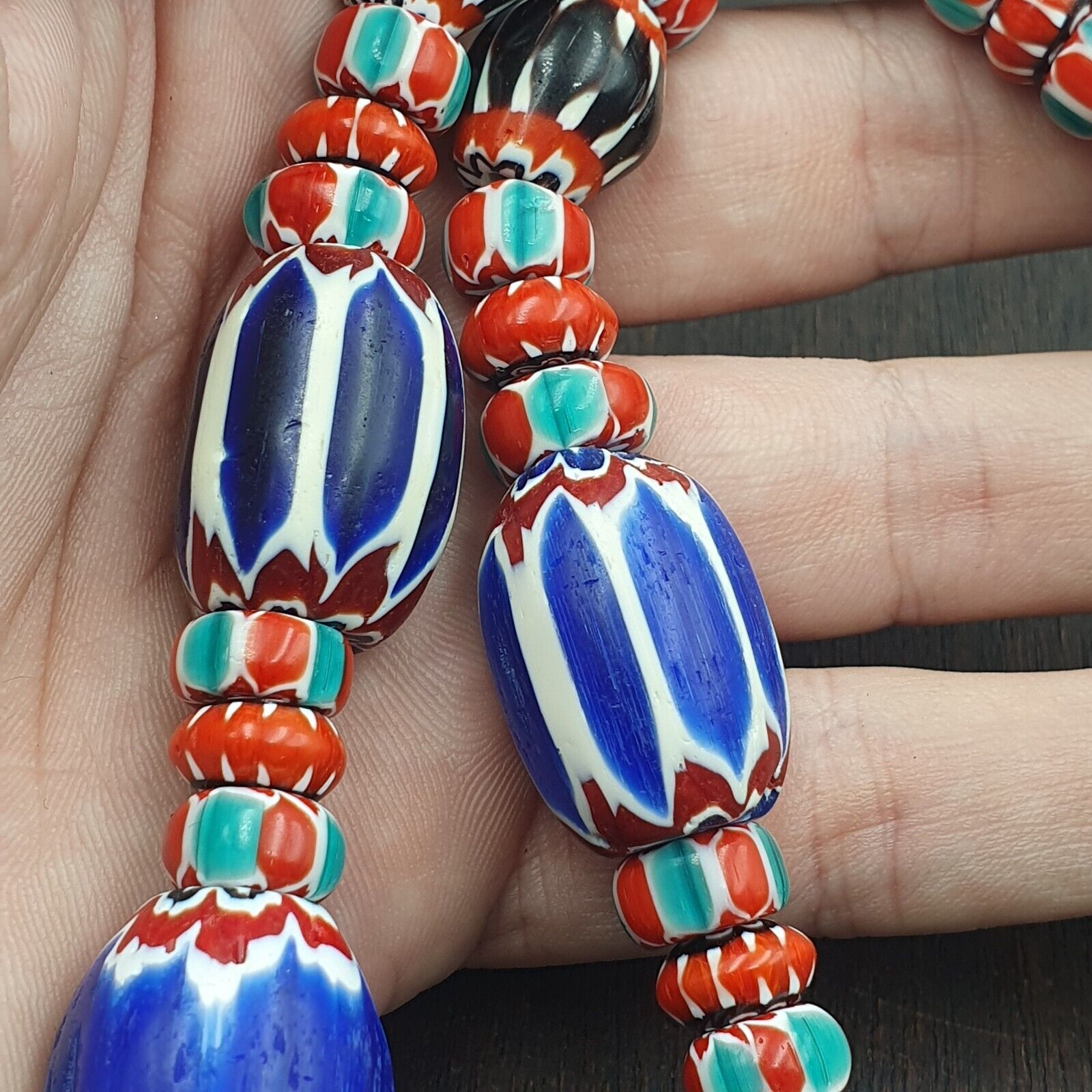 Venetian Inspired Vintage Trade beads Vintage Mix Chevron Beads necklace BCH-36