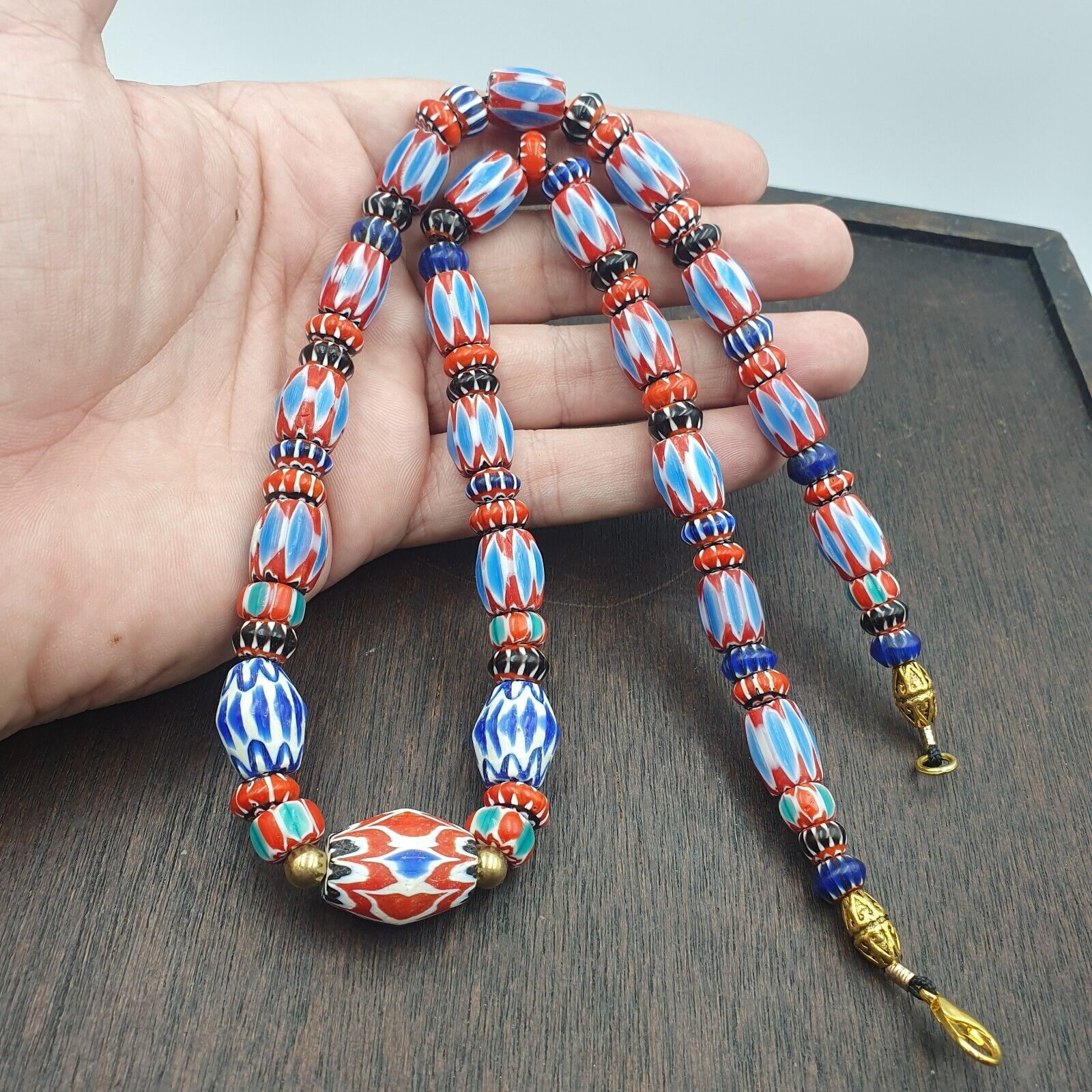Venetian Inspired Vintage Trade beads Vintage Mix Chevron Beads necklace BCH-35