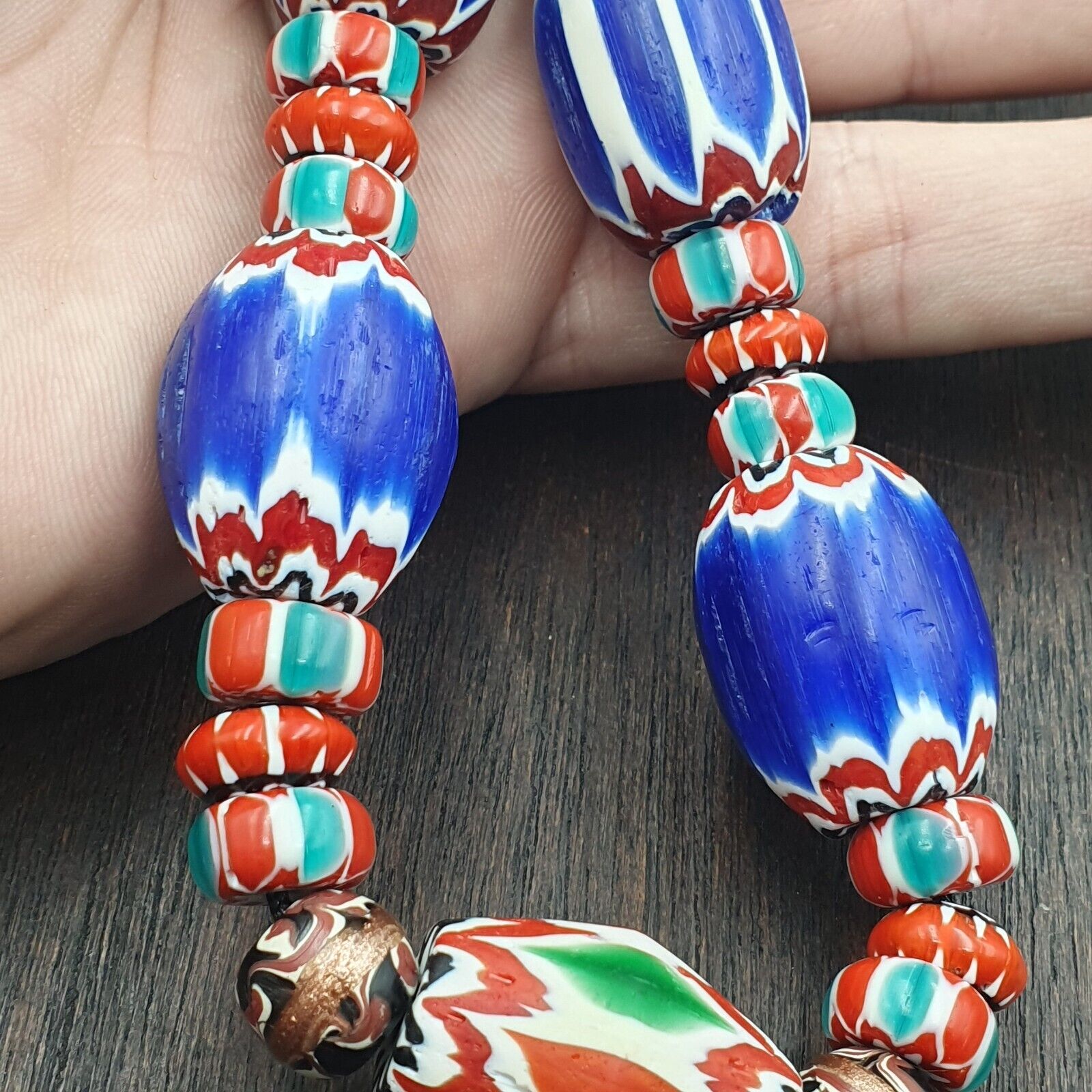 Venetian Inspired Vintage Trade beads Vintage Mix Chevron Beads necklace BCH-36