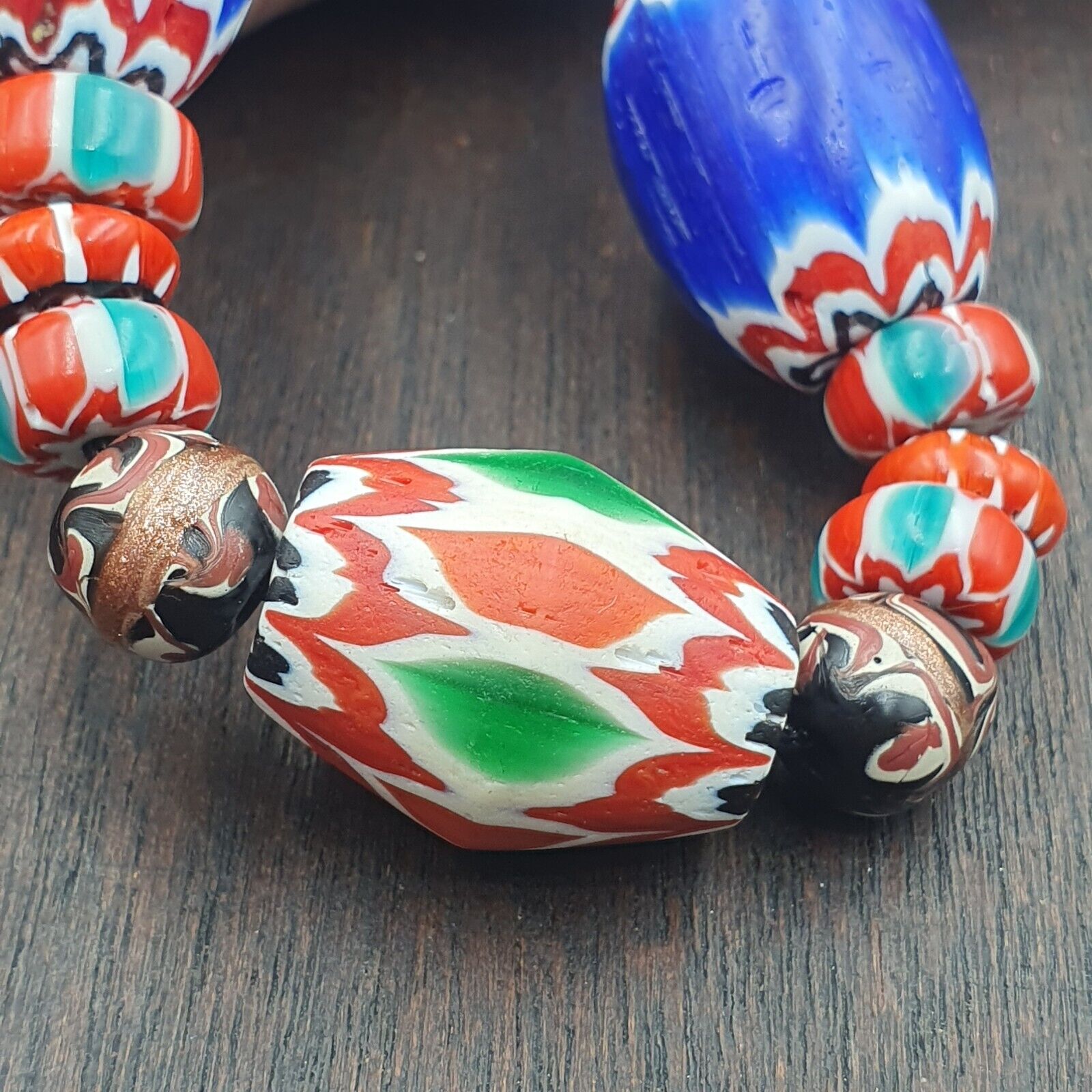 Venetian Inspired Vintage Trade beads Vintage Mix Chevron Beads necklace BCH-36