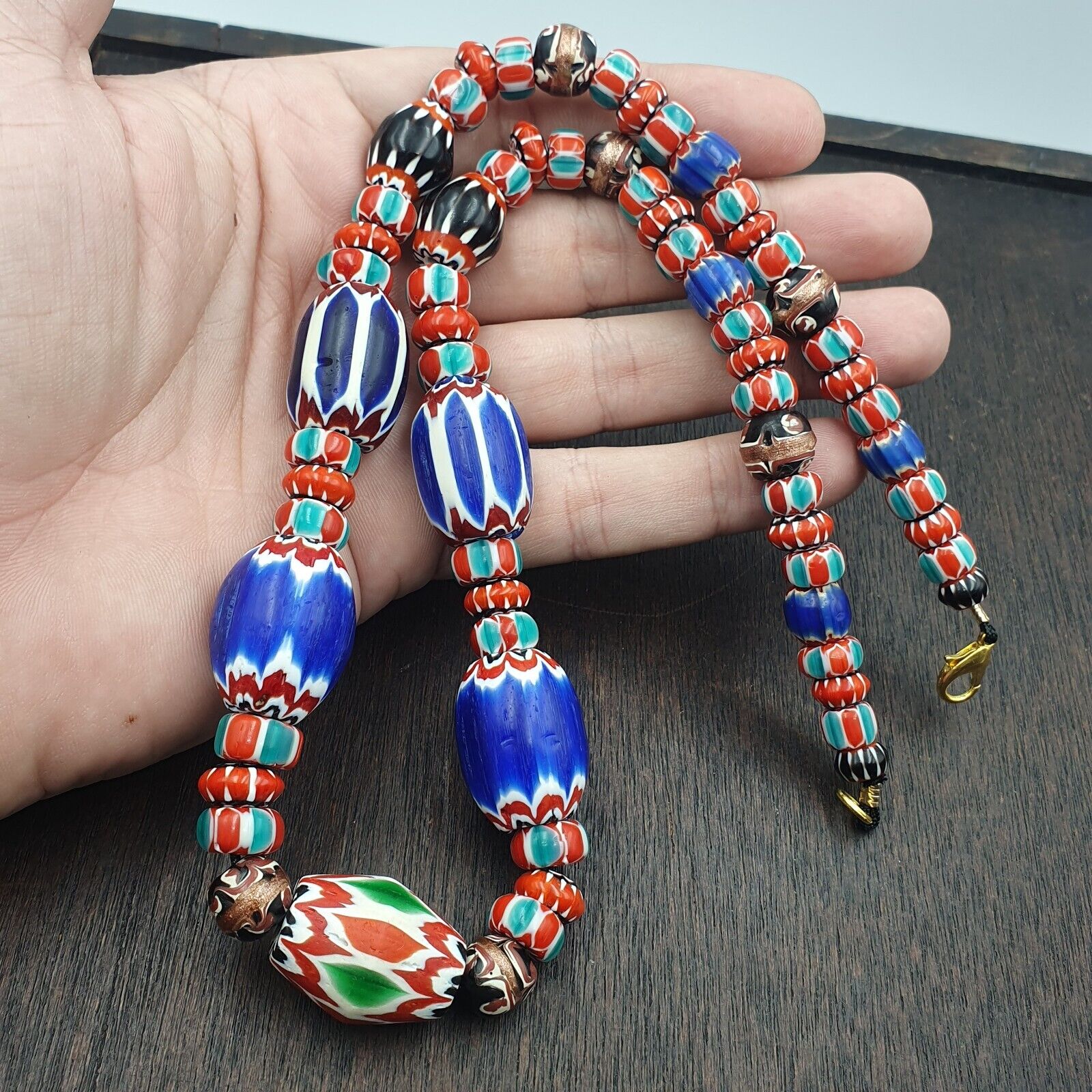 Venetian Inspired Vintage Trade beads Vintage Mix Chevron Beads necklace BCH-36