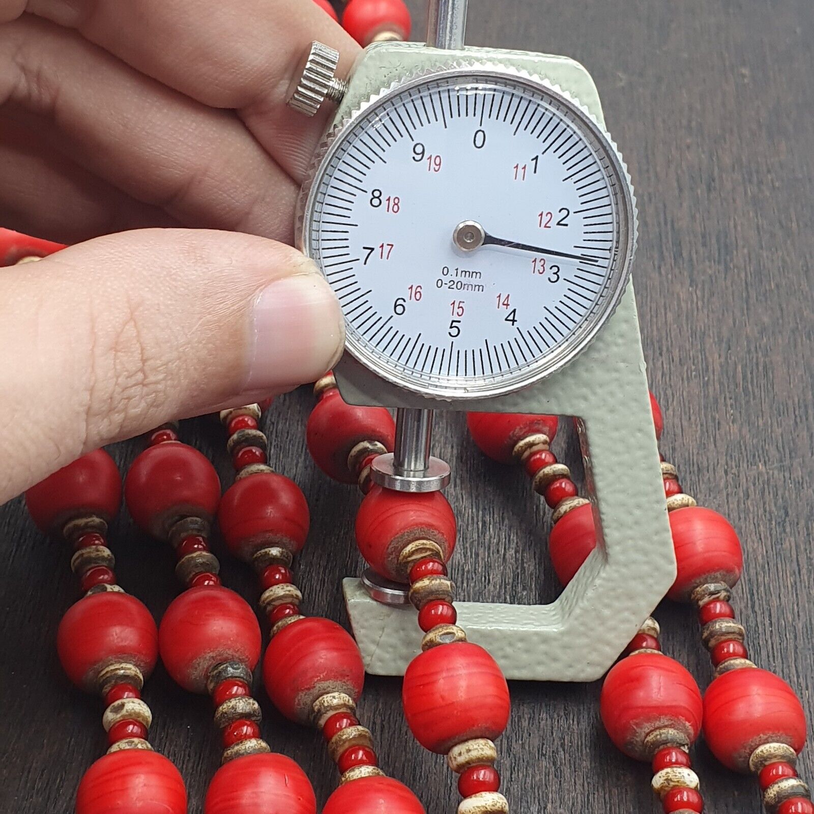 Vintage African Antique Trade Beads Old Red Glass Beads long Strand 12.5mm