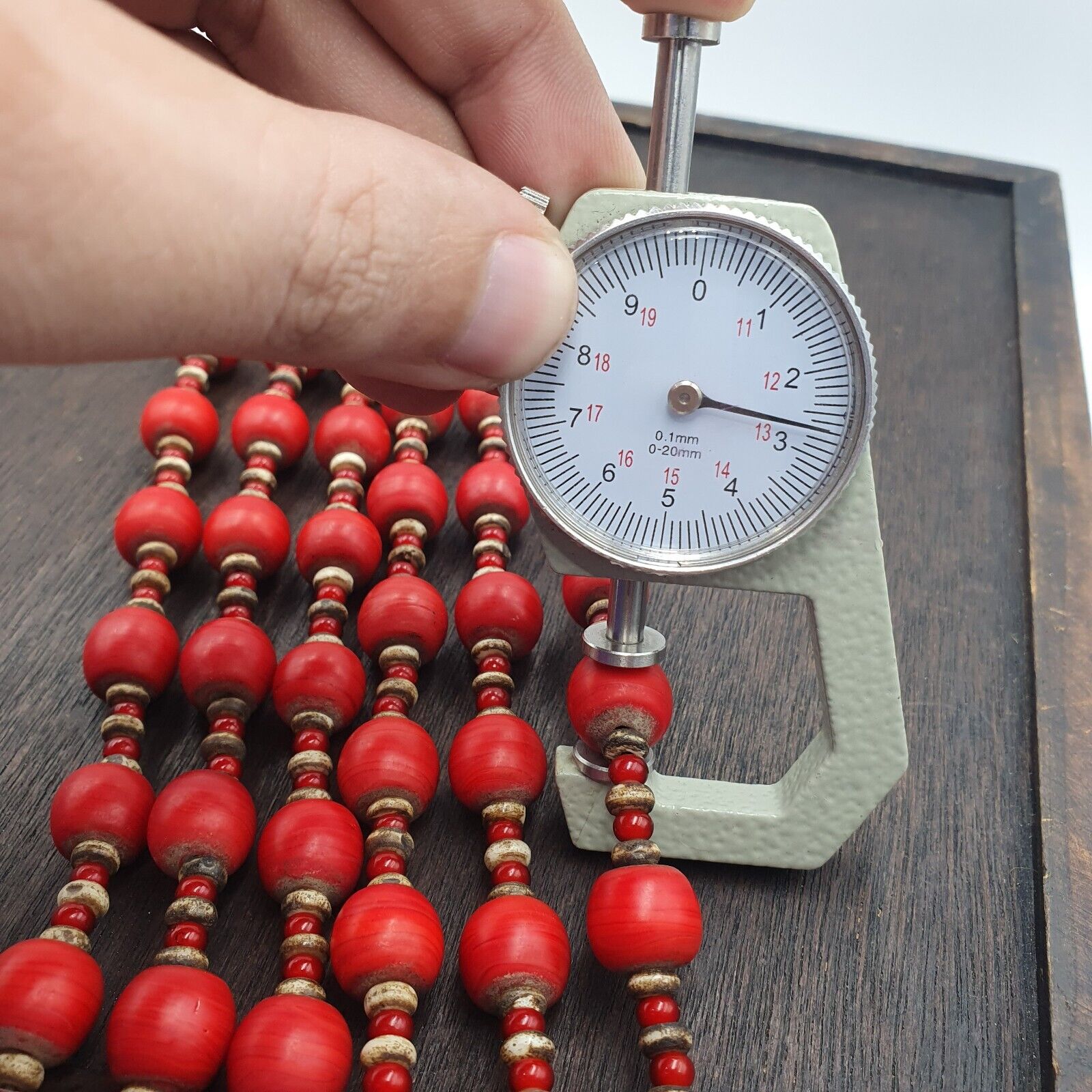 Vintage African Antique Trade Beads Old Red Glass Beads long Strand 12.5mm