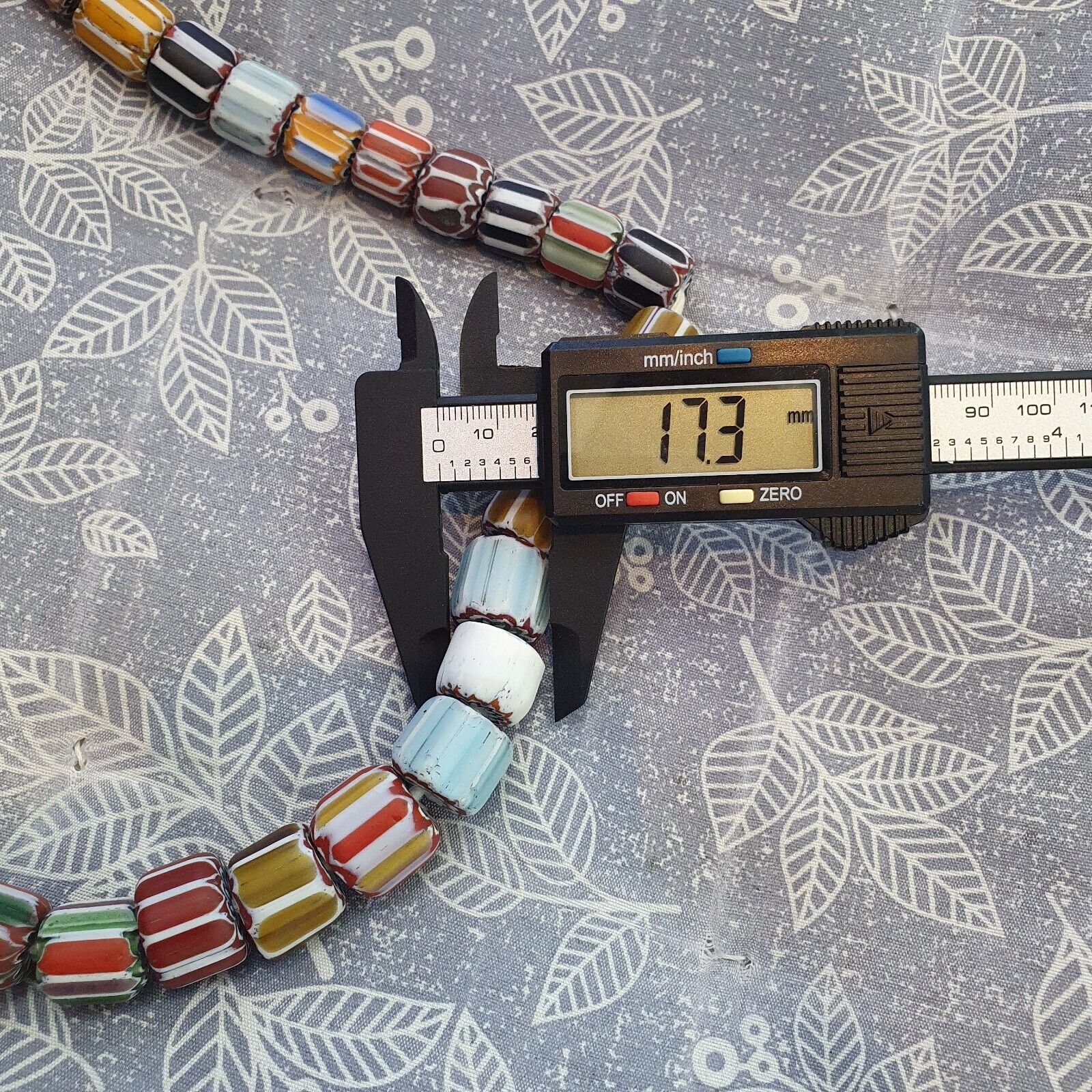 Vintage Venetian Style Mix Chevron Glass beads Long Strand 14-17mm N-2