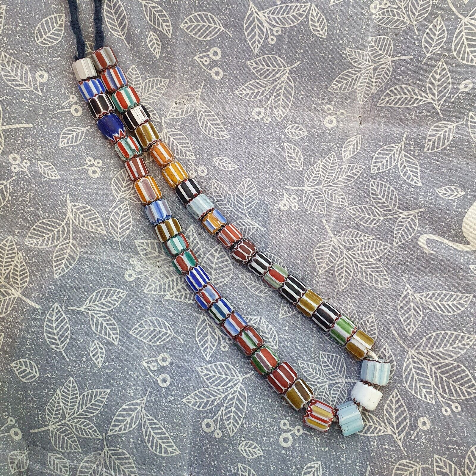 Vintage Venetian Style Mix Chevron Glass beads Long Strand 14-17mm N-2
