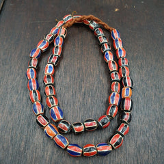 Antique Vintage Venetian Style red Chevron Trade Beads Necklace