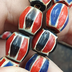 Antique Vintage Venetian Style red Chevron Trade Beads Necklace