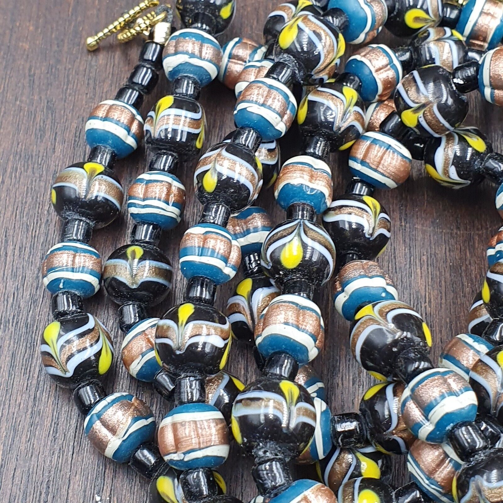 Vintage Venetian Style Wedding cake Beads 10-12MM Aventurine glass Necklace