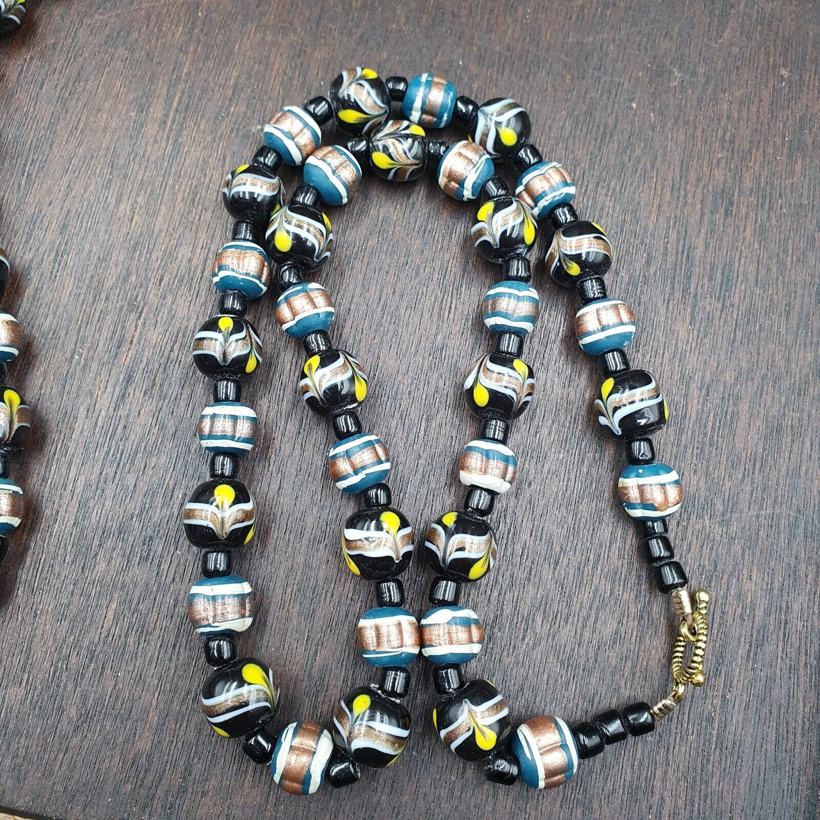 Vintage Venetian Style Wedding cake Beads 10-12MM Aventurine glass Necklace