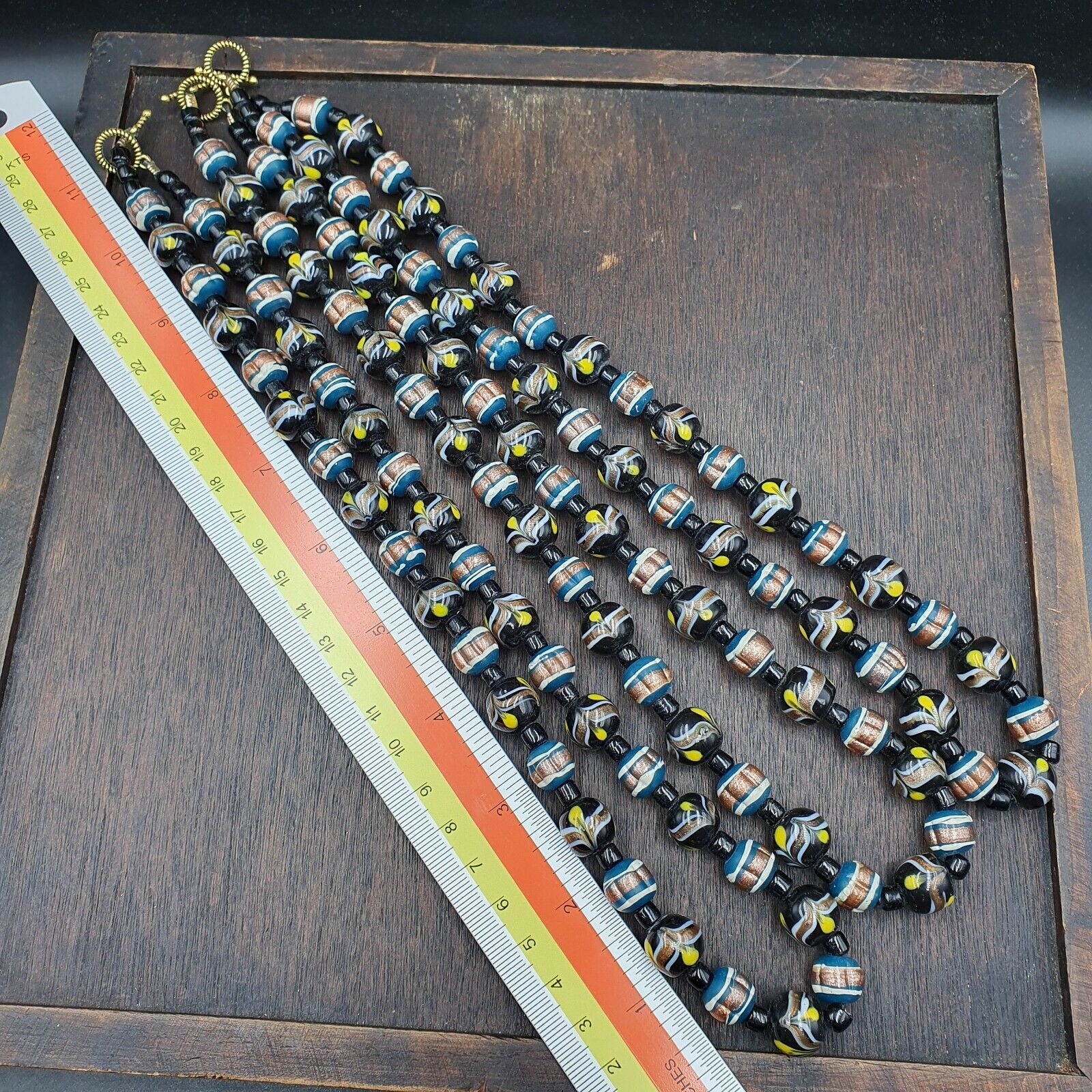 Vintage Venetian Style Wedding cake Beads 10-12MM Aventurine glass Necklace