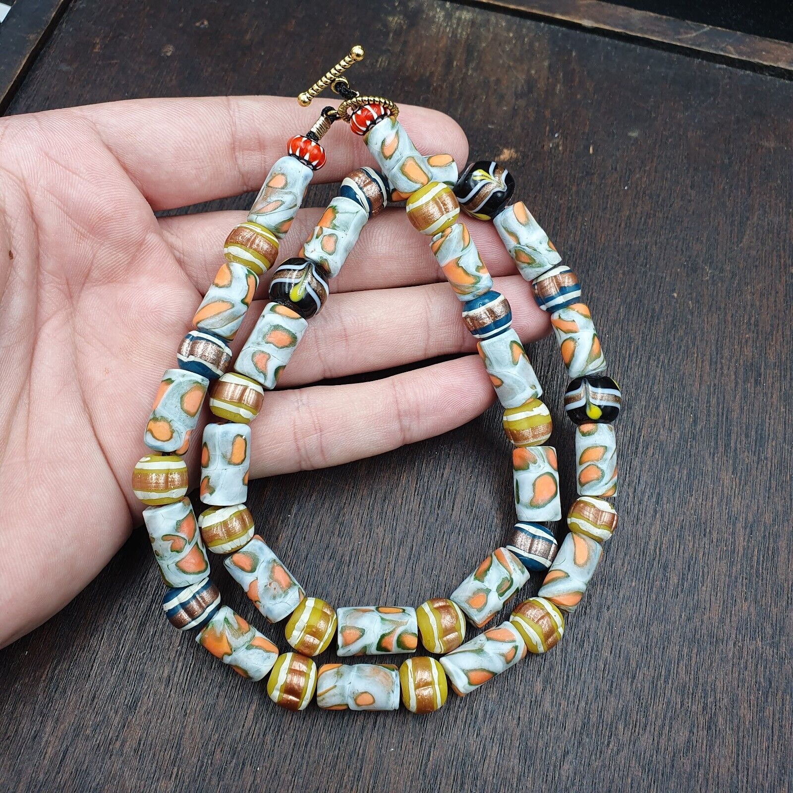 Vintage Adrican Style  Beads 10-12MM Aventurine glass Necklace