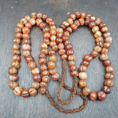 2 Vintage Himalayan Tibetan Carnelian Carved Agate Melon Shape Beads Necklace