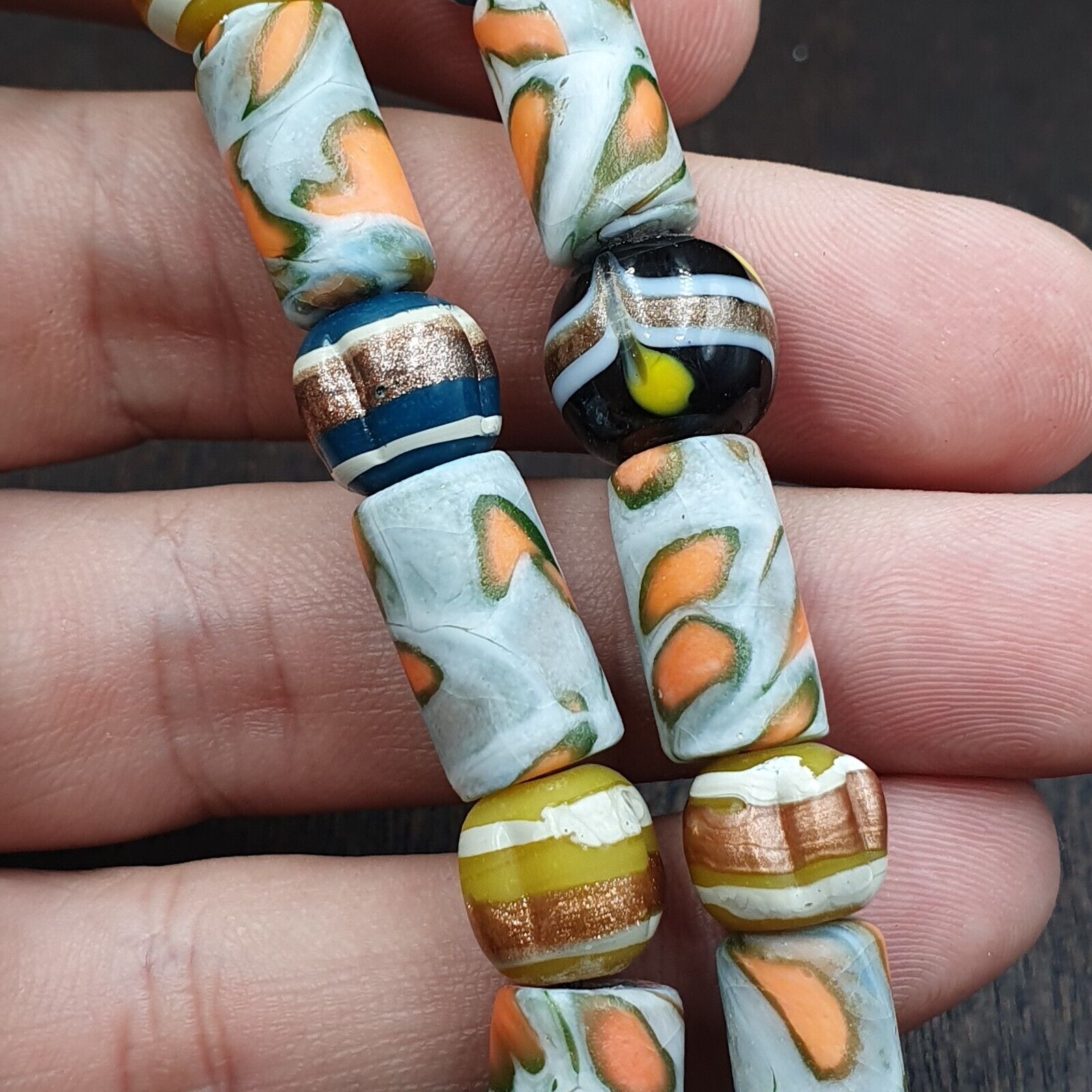 Vintage Adrican Style  Beads 10-12MM Aventurine glass Necklace