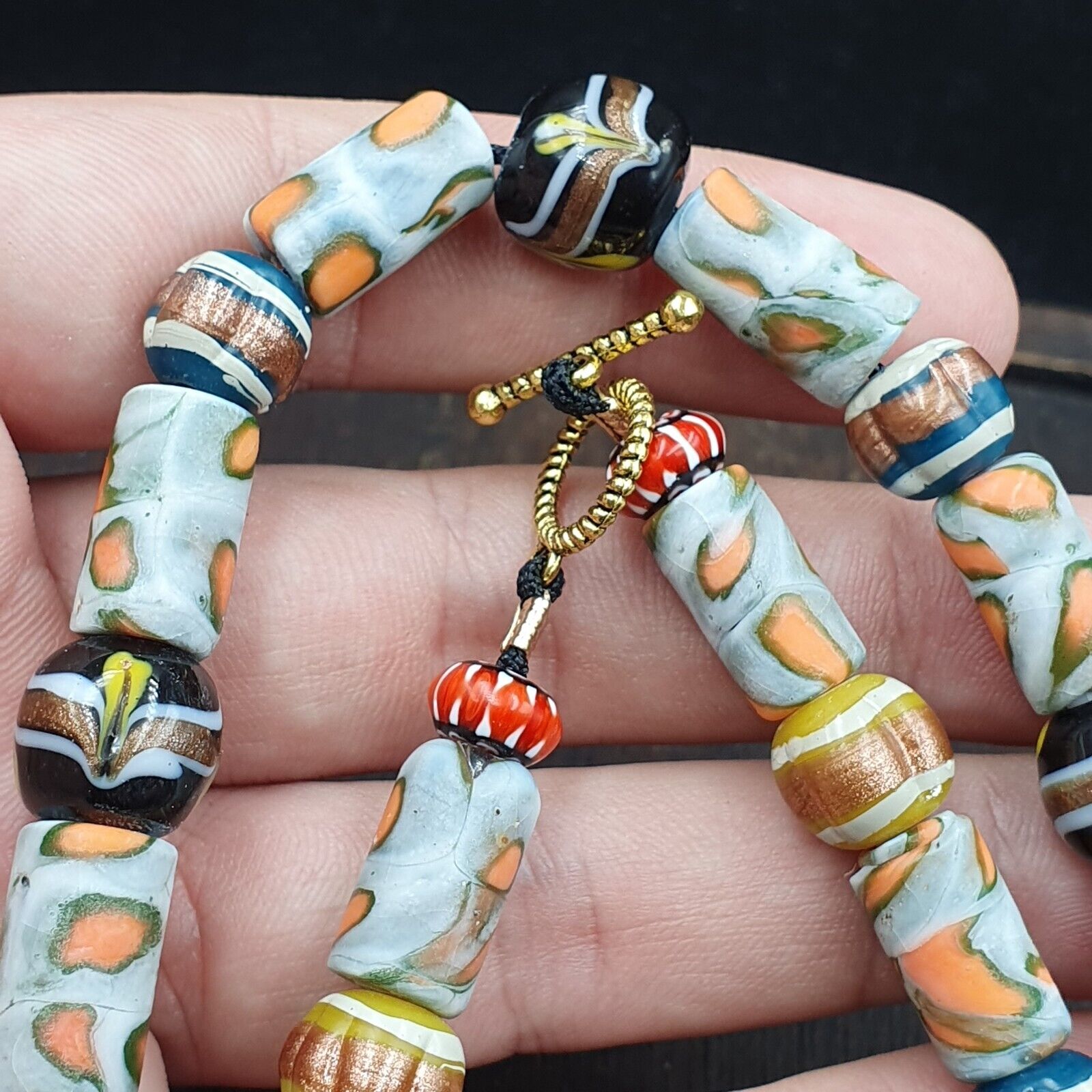 Vintage Adrican Style  Beads 10-12MM Aventurine glass Necklace