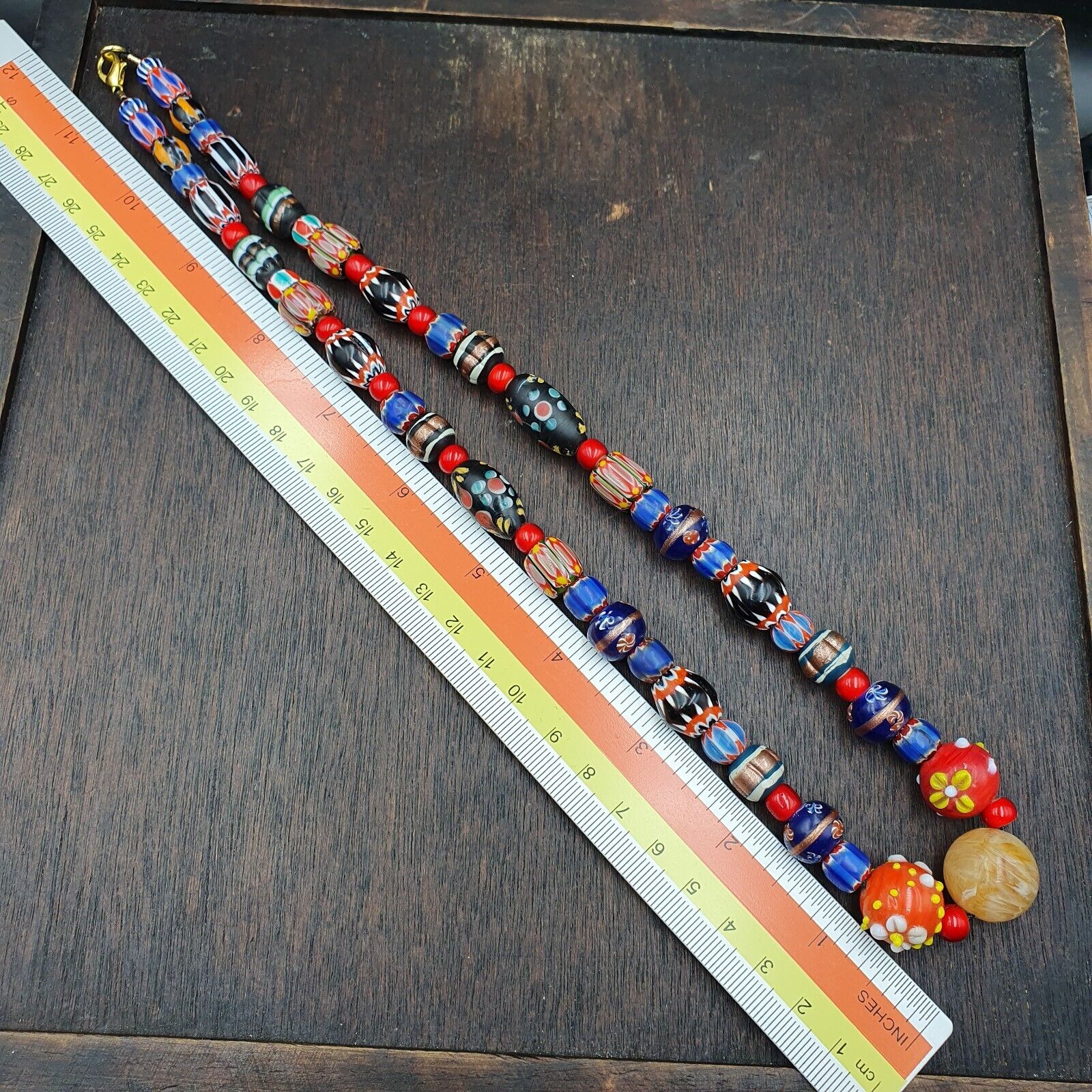 Venetian African Style Vintage unique Pattern Glass Beads Necklace WDK-11