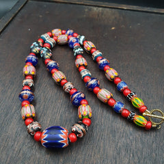 Venetian African Style Vintage unique Pattern Glass Beads Necklace WDK-10