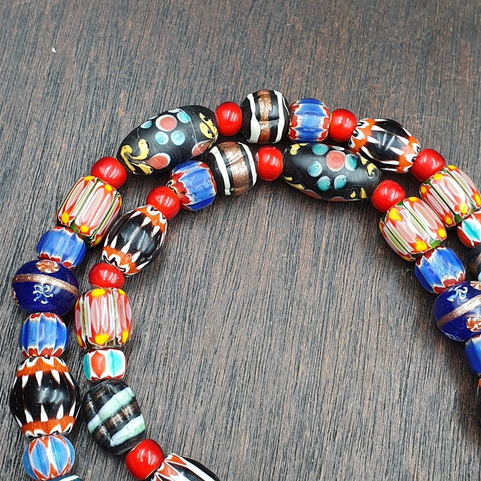 Venetian African Style Vintage unique Pattern Glass Beads Necklace WDK-11