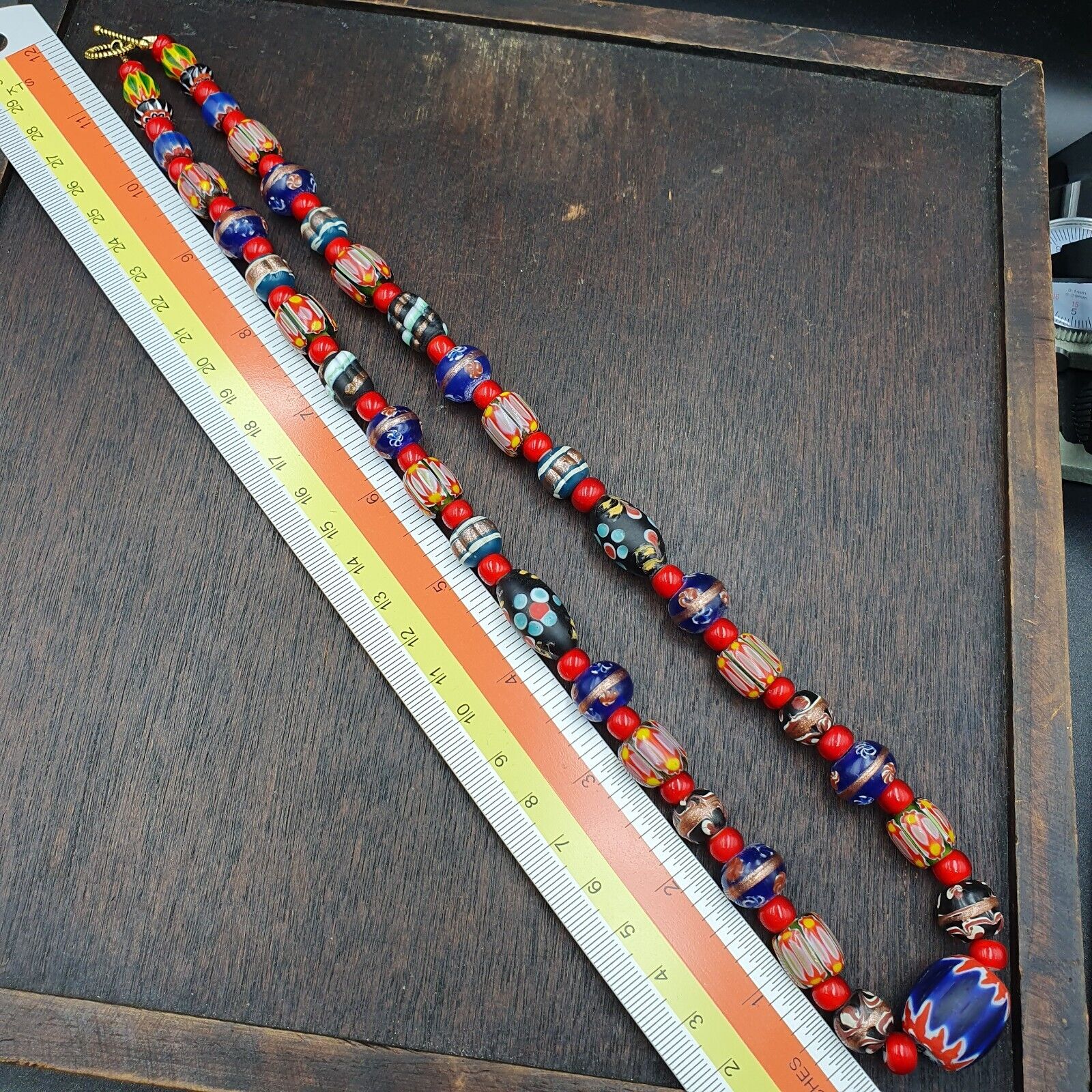 Venetian African Style Vintage unique Pattern Glass Beads Necklace WDK-10