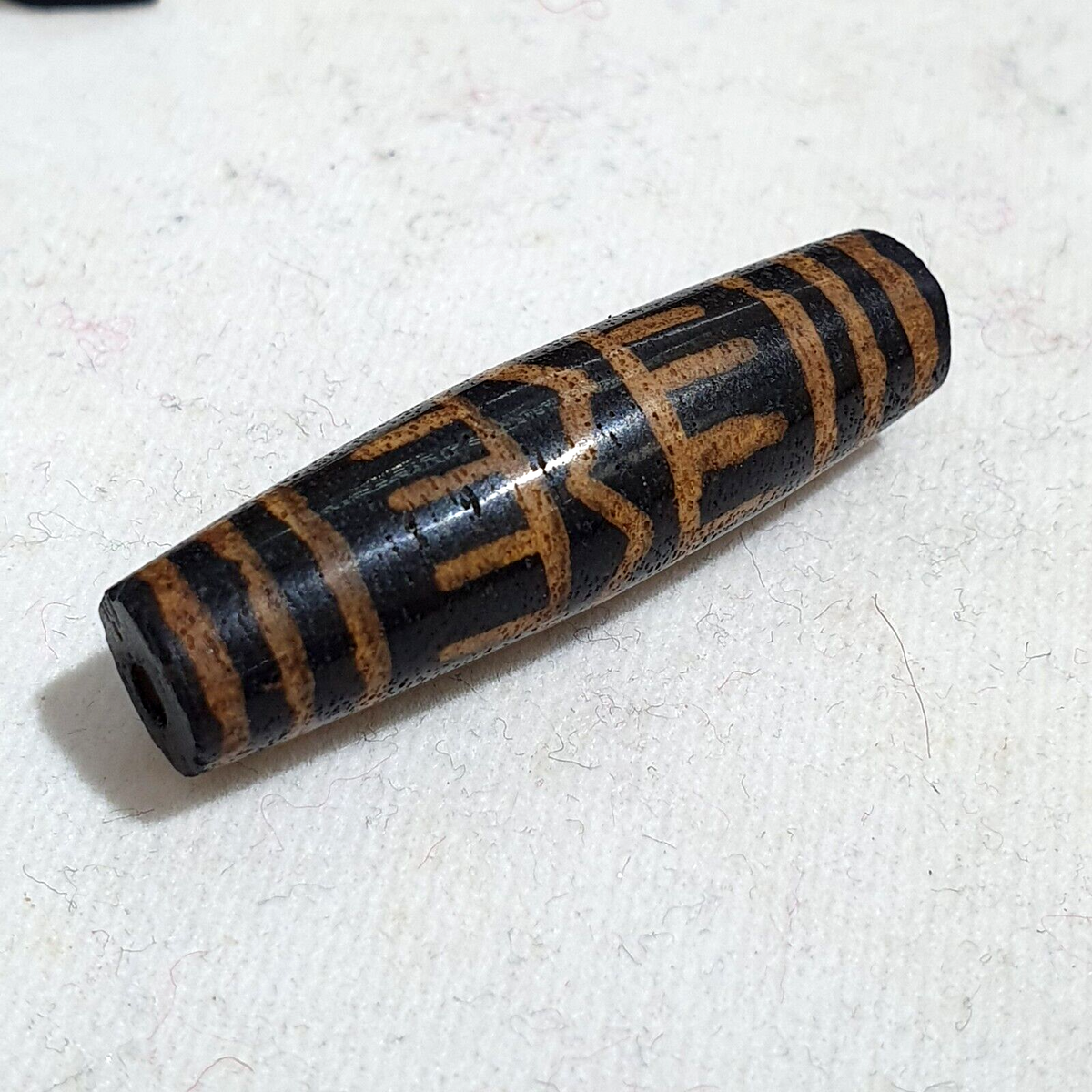 Antique PUMTEK PYU BEAD Rare pattern TUBE BEAD 36.4 mm SILKY PATINA PMT-3Y