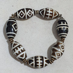 Lot 7 South Asian Old Pumtek pyu beads petrified Wood Stone beads Bracelet