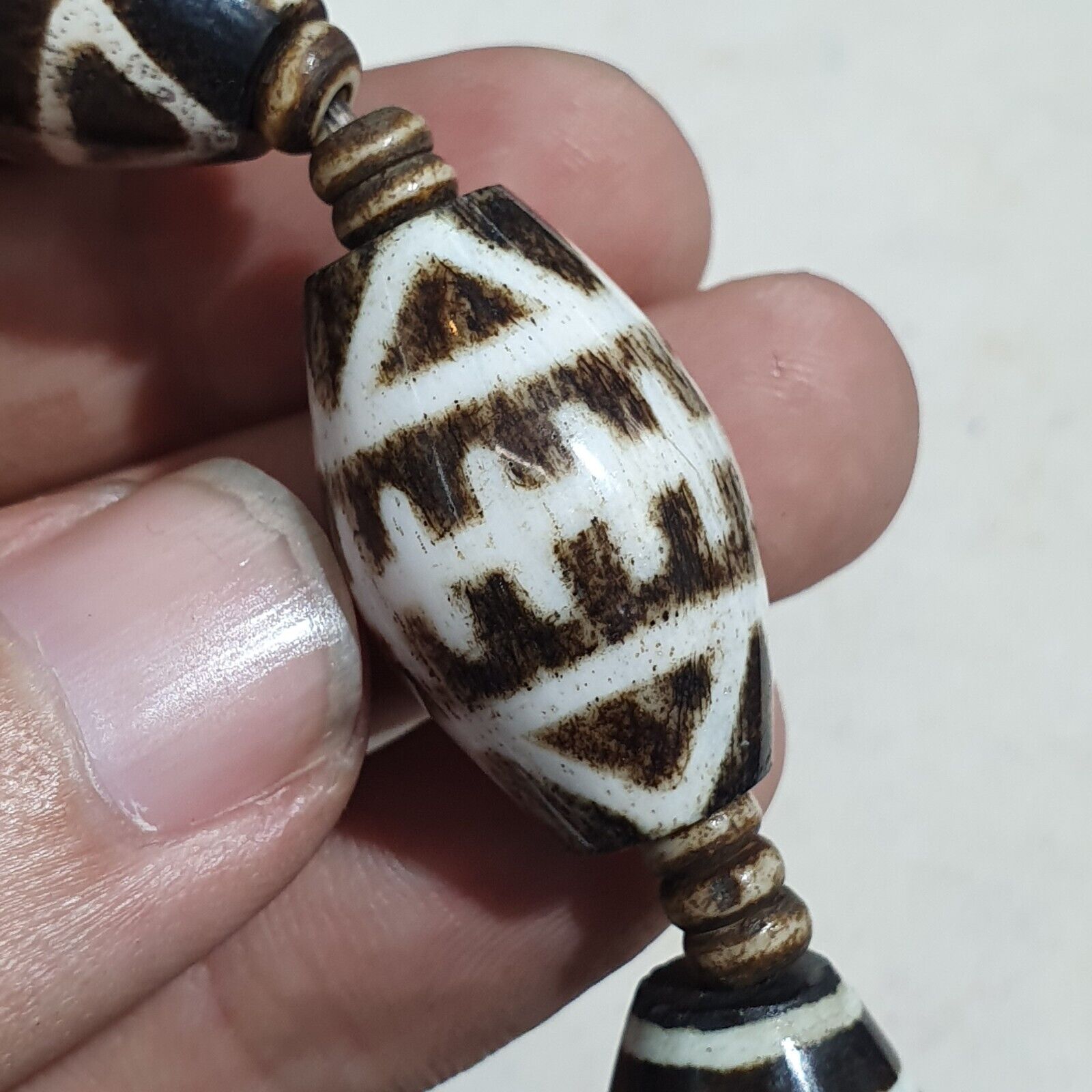 Lot 7 South Asian Old Pumtek pyu beads petrified Wood Stone beads Bracelet