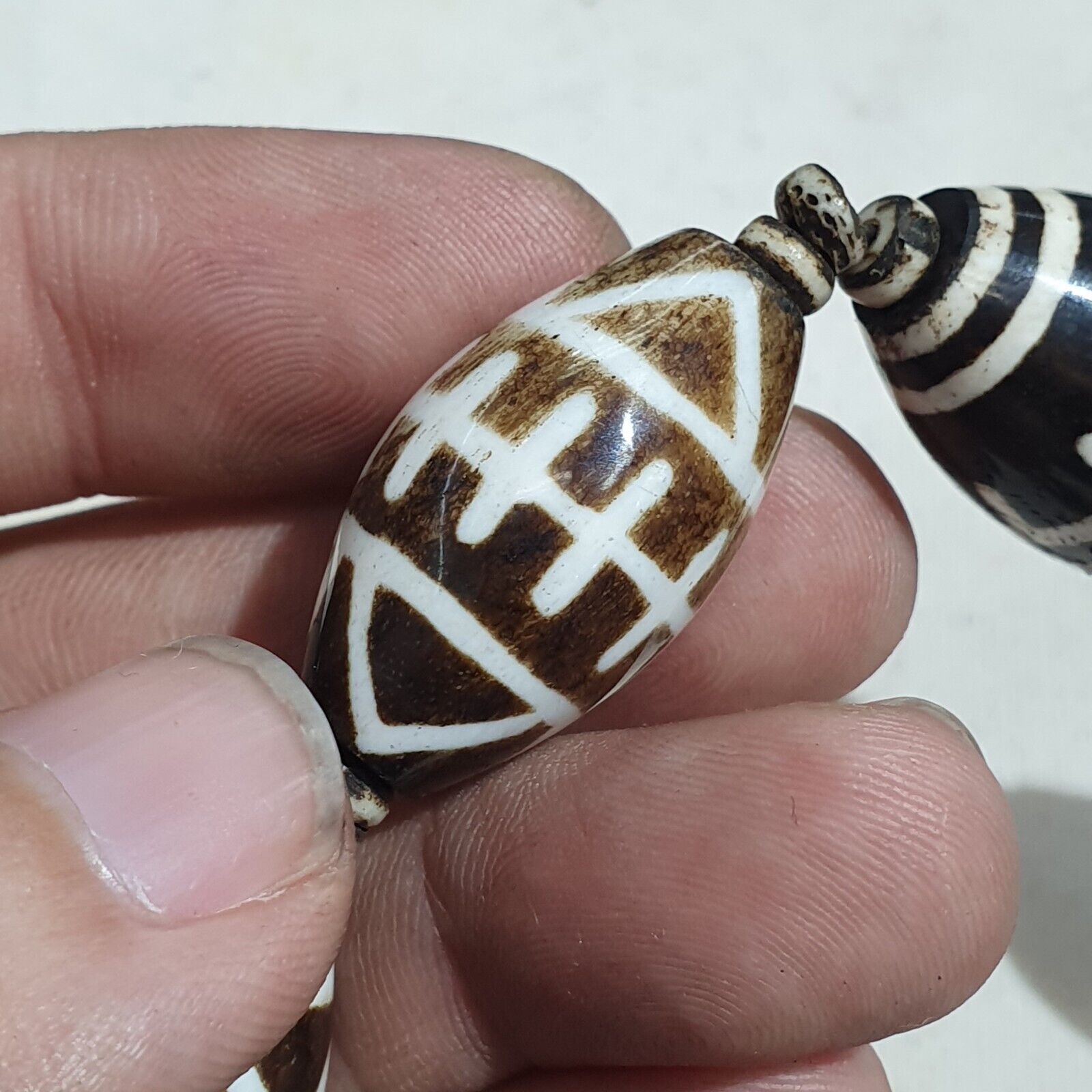 Lot 7 South Asian Old Pumtek pyu beads petrified Wood Stone beads Bracelet