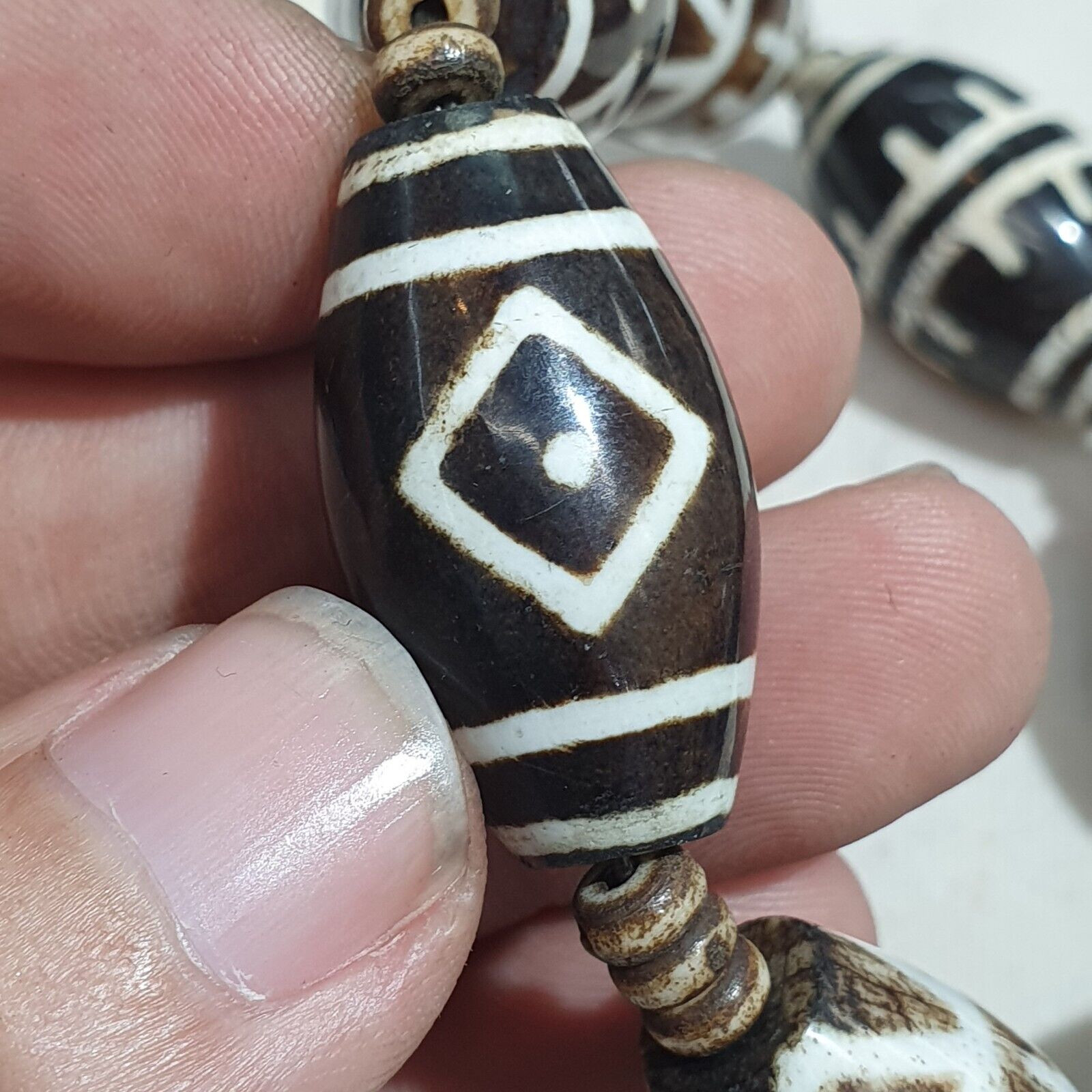 Lot 7 South Asian Old Pumtek pyu beads petrified Wood Stone beads Bracelet