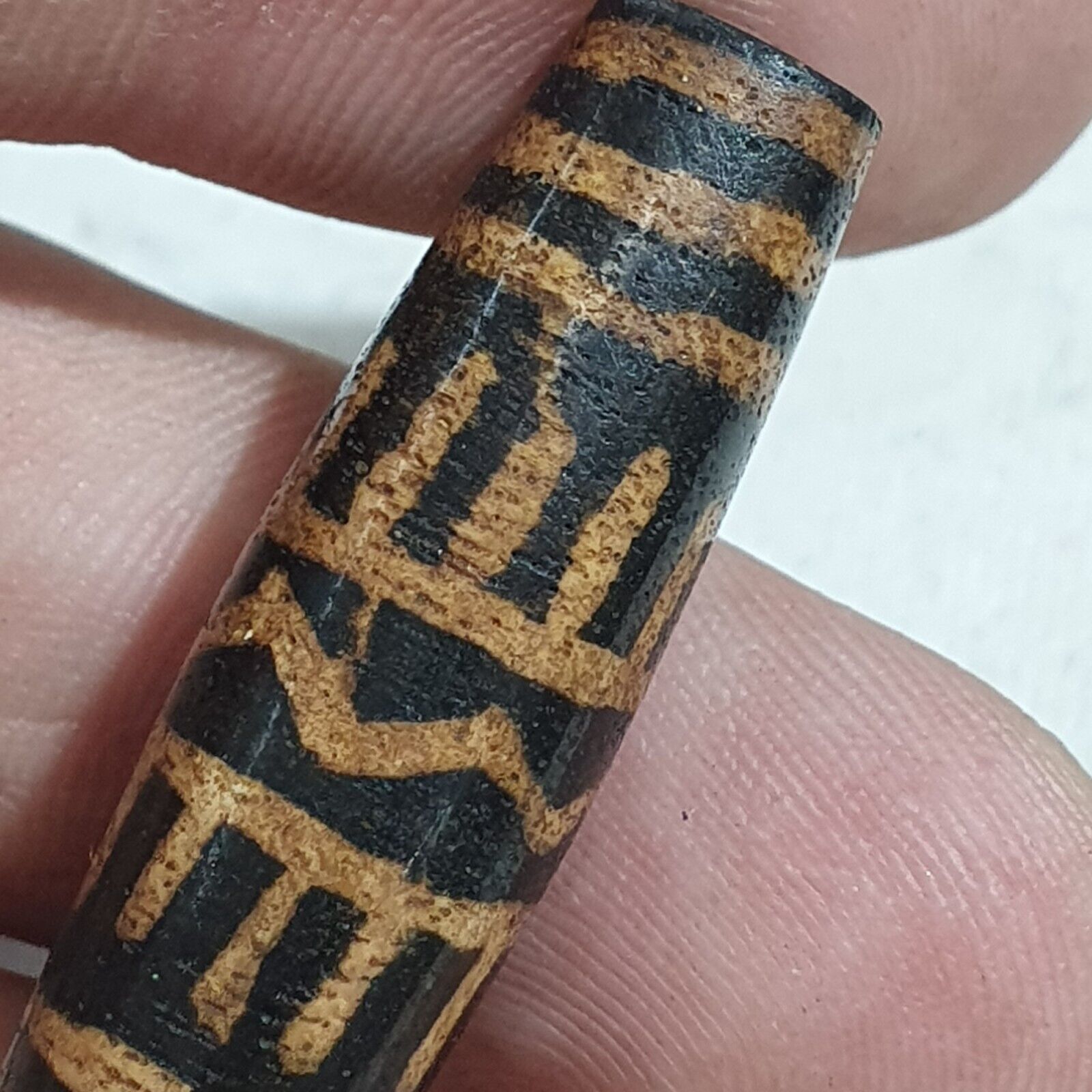Antique PUMTEK PYU BEAD Rare pattern TUBE BEAD 36.4 mm SILKY PATINA PMT-3Y