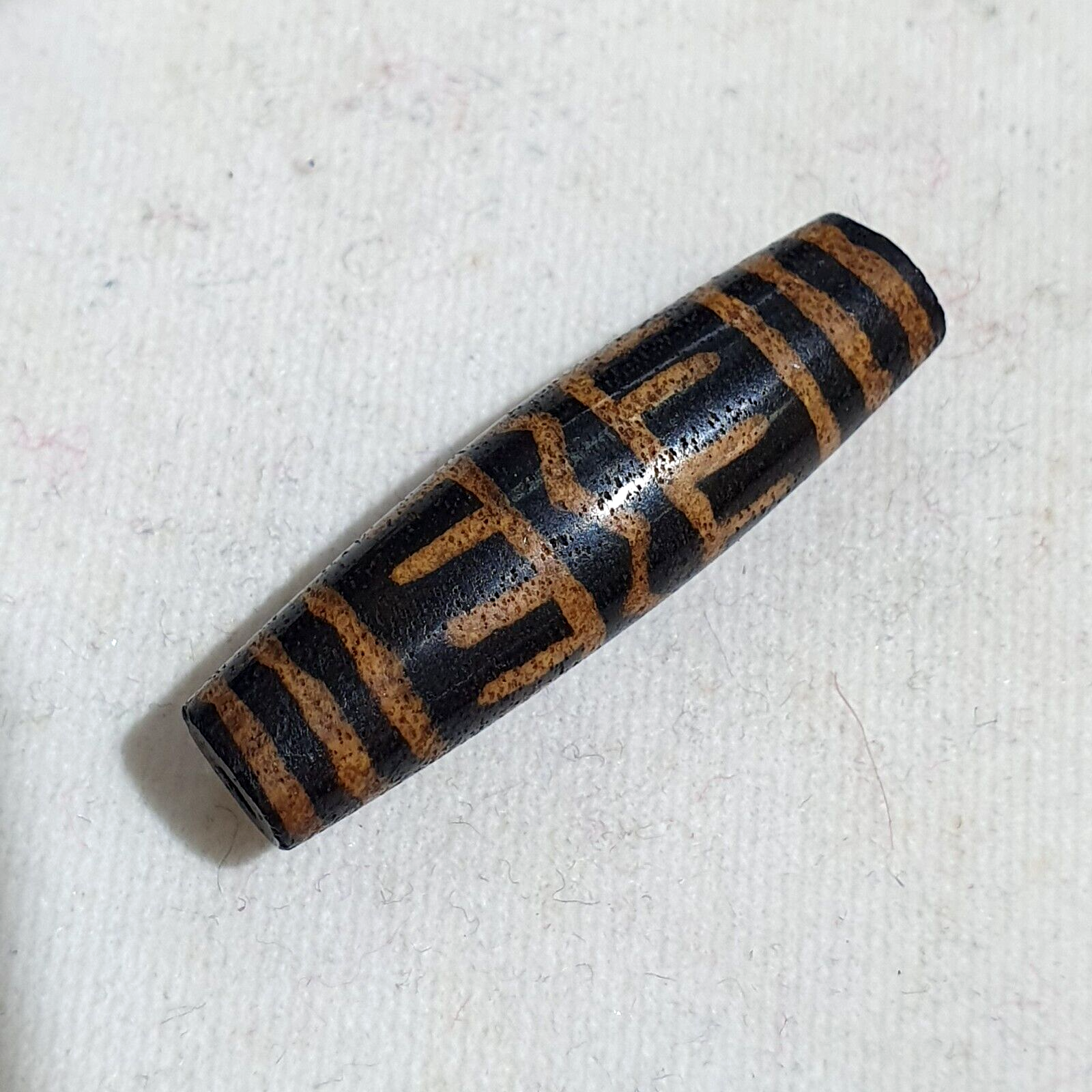 Antique PUMTEK PYU BEAD Rare pattern TUBE BEAD 36.4 mm SILKY PATINA PMT-3Y