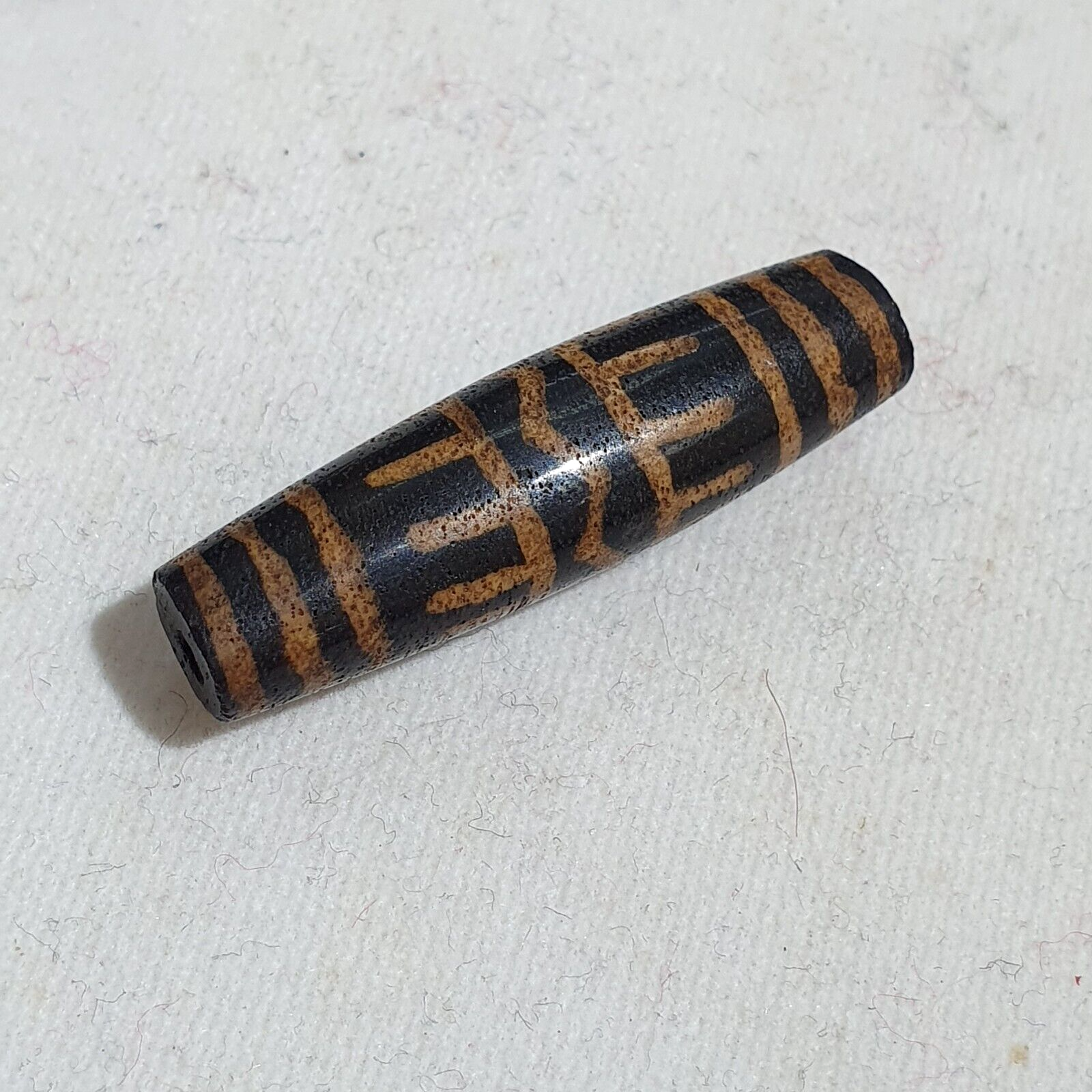Antique PUMTEK PYU BEAD Rare pattern TUBE BEAD 36.4 mm SILKY PATINA PMT-3Y