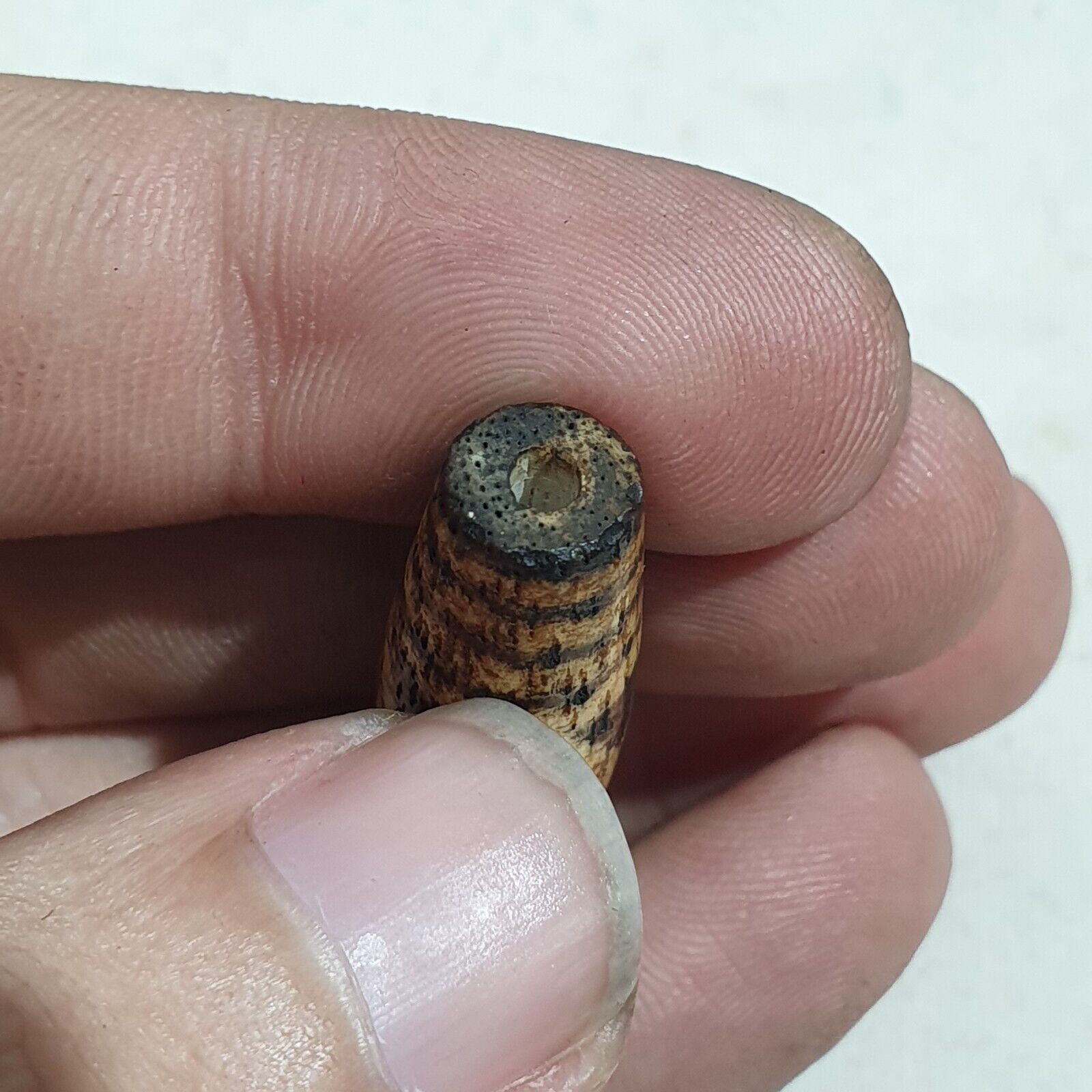 Antique INDO TIBETAN SAMON PYU PUMTEK 3 Eyes BEAD 'DZI-LIKE' TUBE PMT-4Y