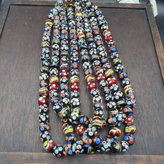 Vintage Fancy Floral Venetian Style Skunk Beads | African Style Necklace