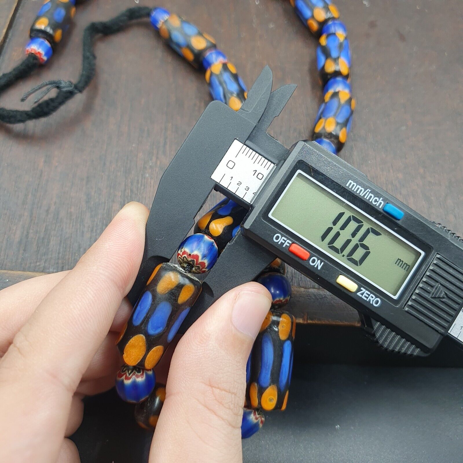 Vintage Fancy Venetian Style Skunk Eyes Beads | African Style Necklace