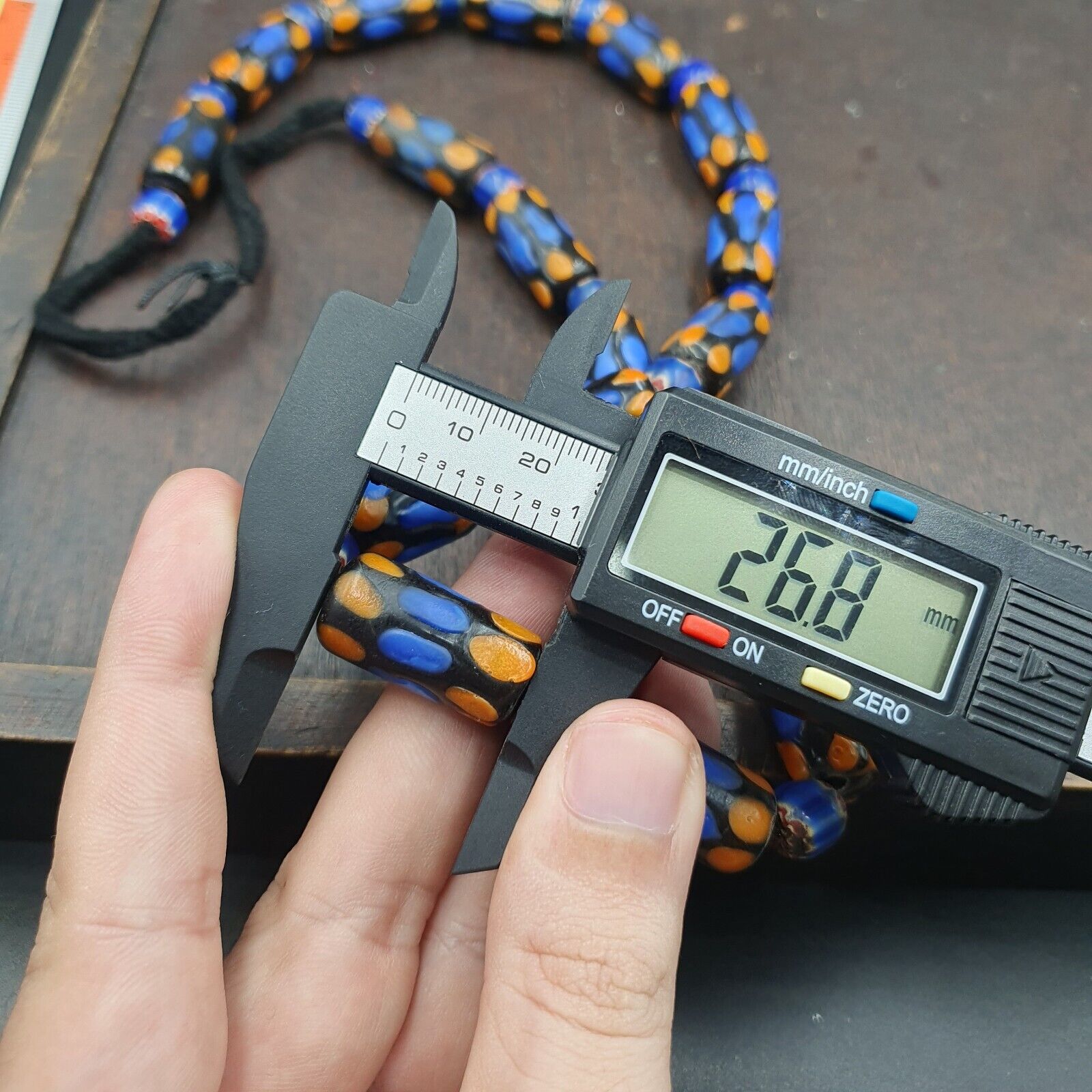 Vintage Fancy Venetian Style Skunk Eyes Beads | African Style Necklace