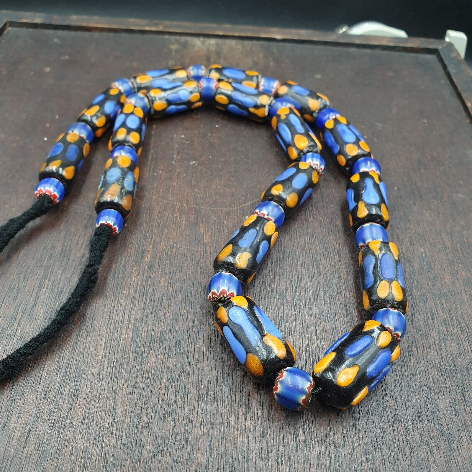 Vintage Fancy Venetian Style Skunk Eyes Beads | African Style Necklace