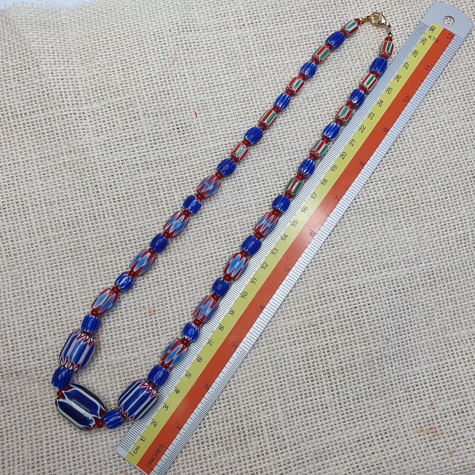 Colorful Chevron and White Heart Venetian Beads Glass Beads Necklace NC-107