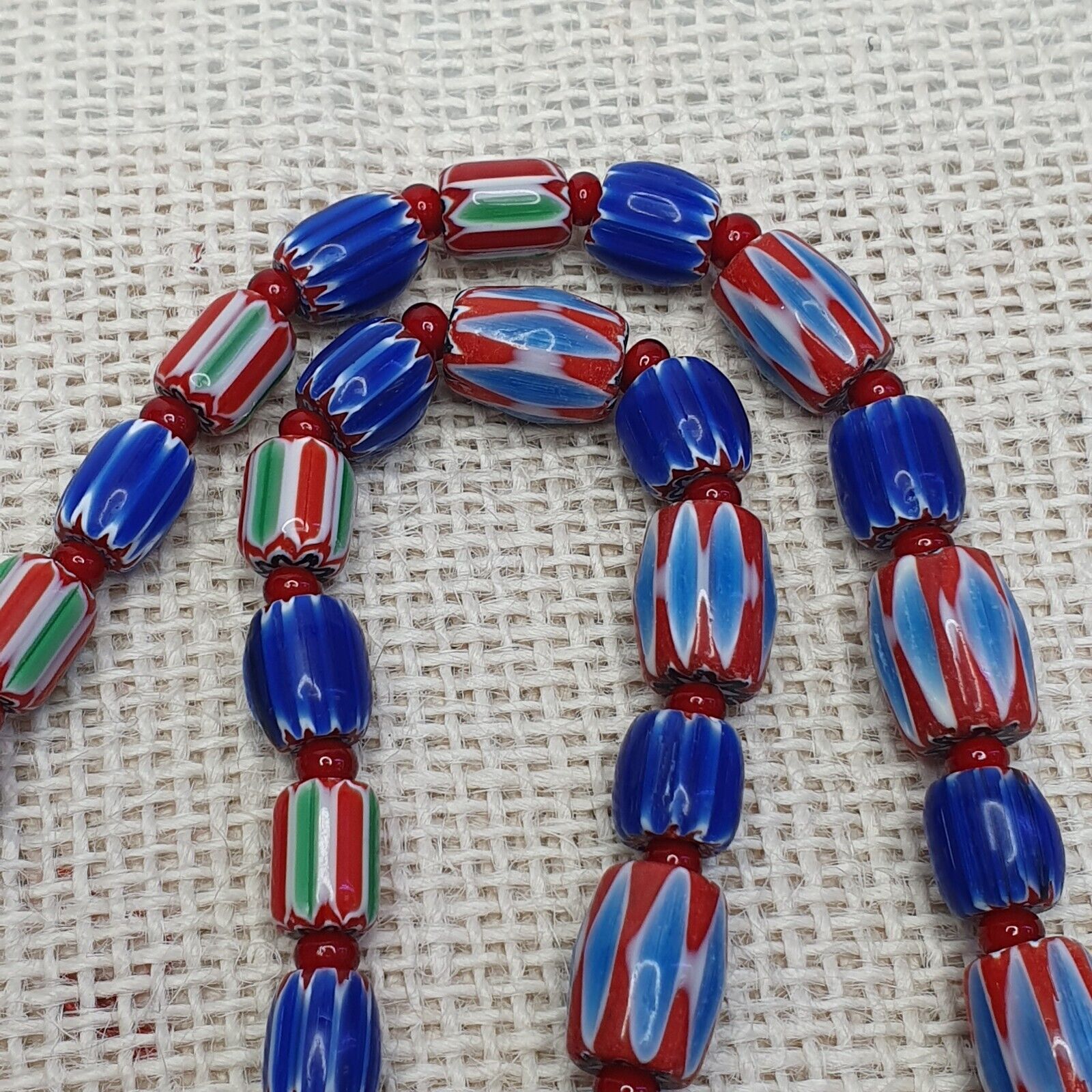 Colorful Chevron and White Heart Venetian Beads Glass Beads Necklace NC-107