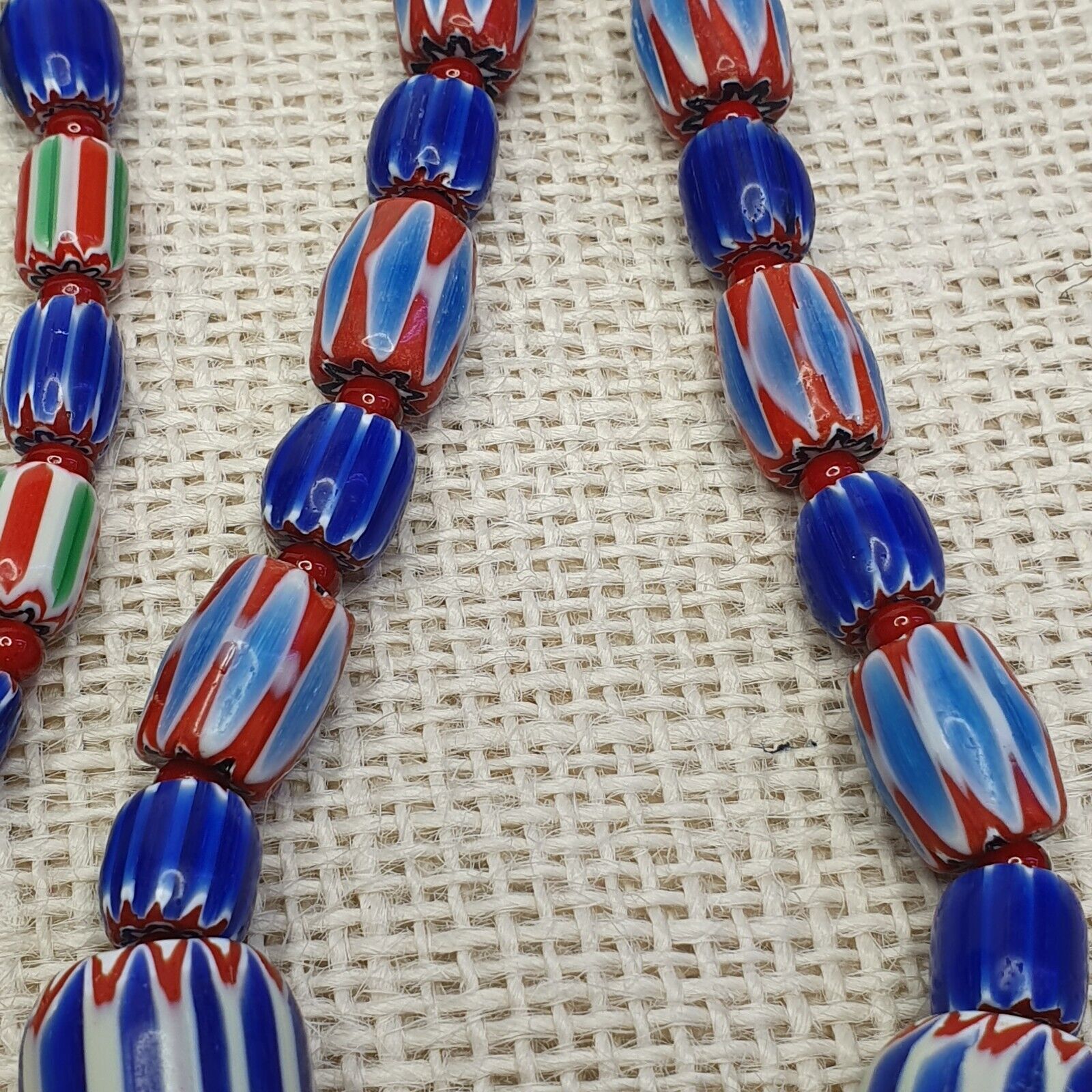 Colorful Chevron and White Heart Venetian Beads Glass Beads Necklace NC-107