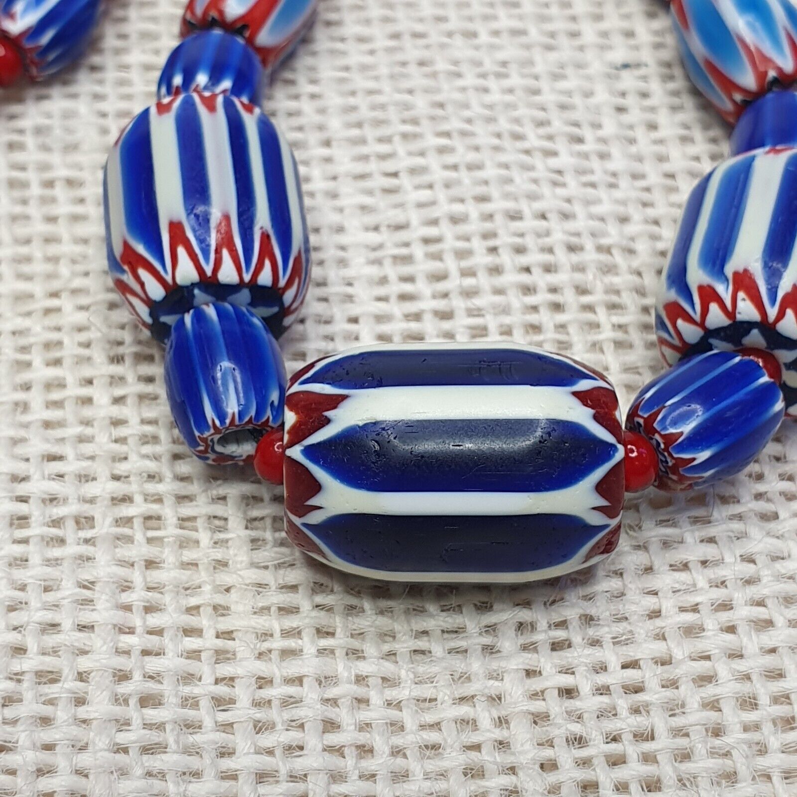 Colorful Chevron and White Heart Venetian Beads Glass Beads Necklace NC-107