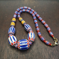 Vintage Six Layers Chevron Venetian Style Blue Chevron Beads Necklace BNC-1