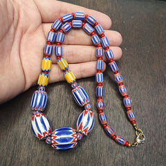 Vintage Six Layers Chevron Venetian Style Blue Chevron Beads Necklace BNC-1