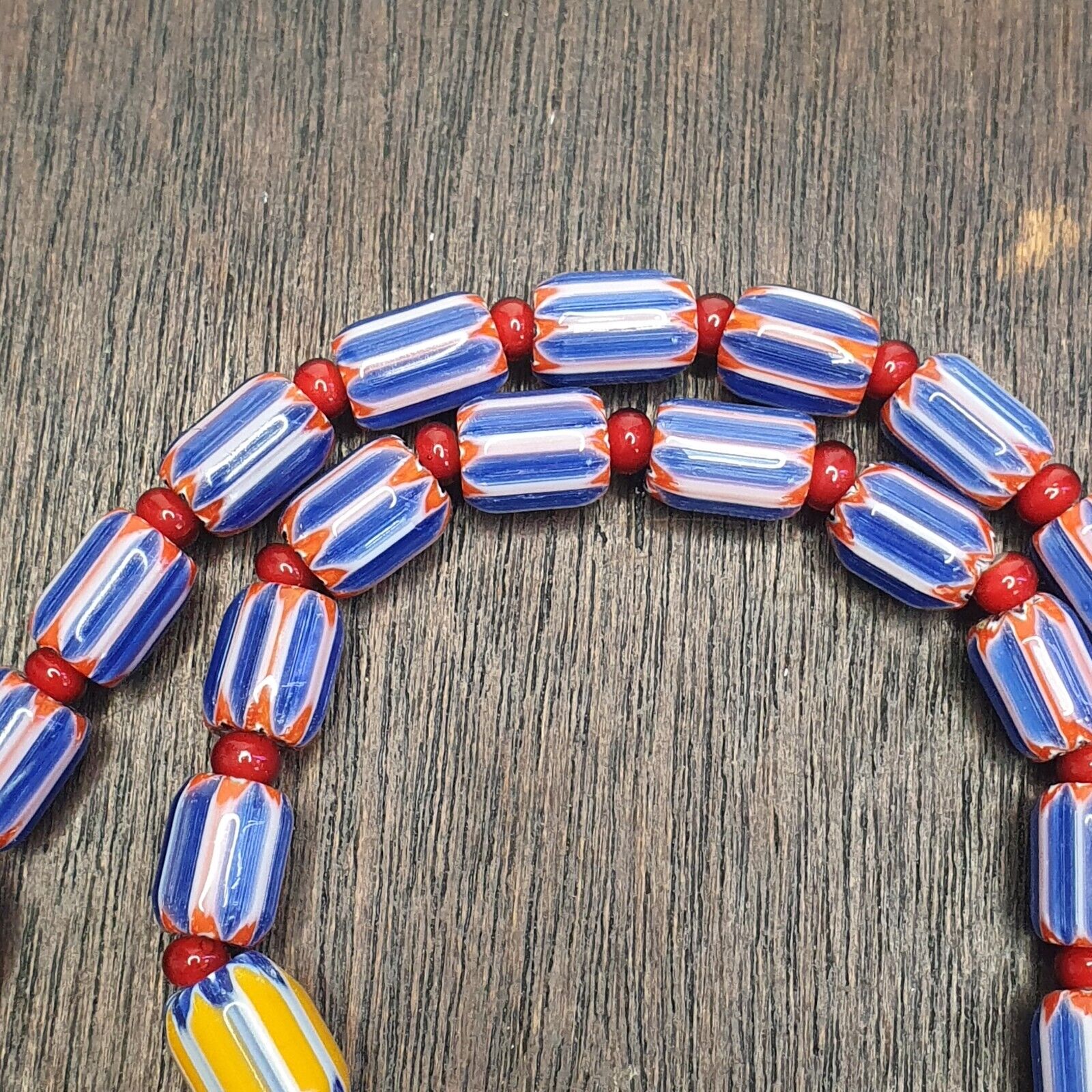 Vintage Six Layers Chevron Venetian Style Blue Chevron Beads Necklace BNC-1