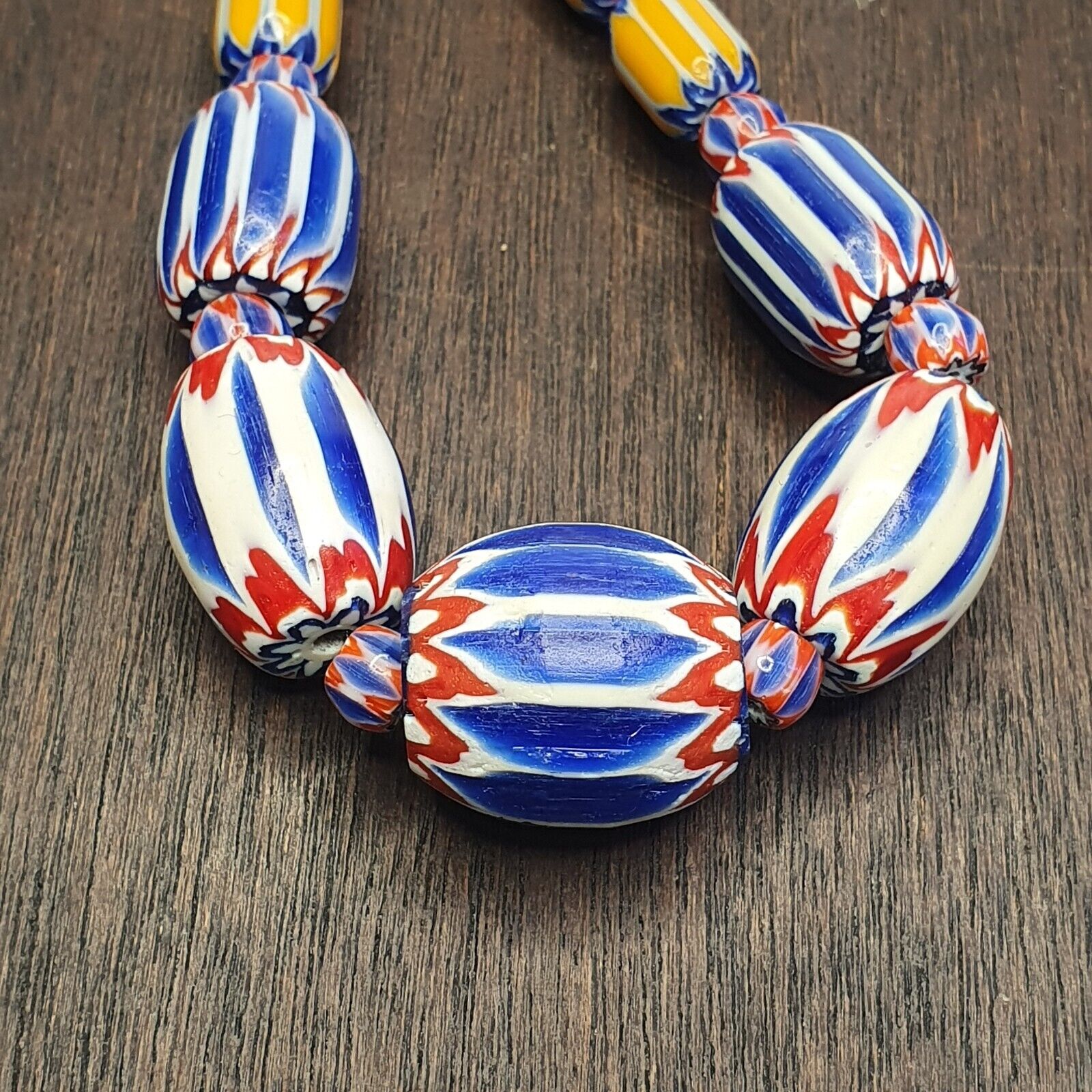 Vintage Six Layers Chevron Venetian Style Blue Chevron Beads Necklace BNC-1