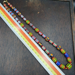 YCH-14 Venetian Inspired Chevron and 4.5mm Red White Heart  Beads Necklace