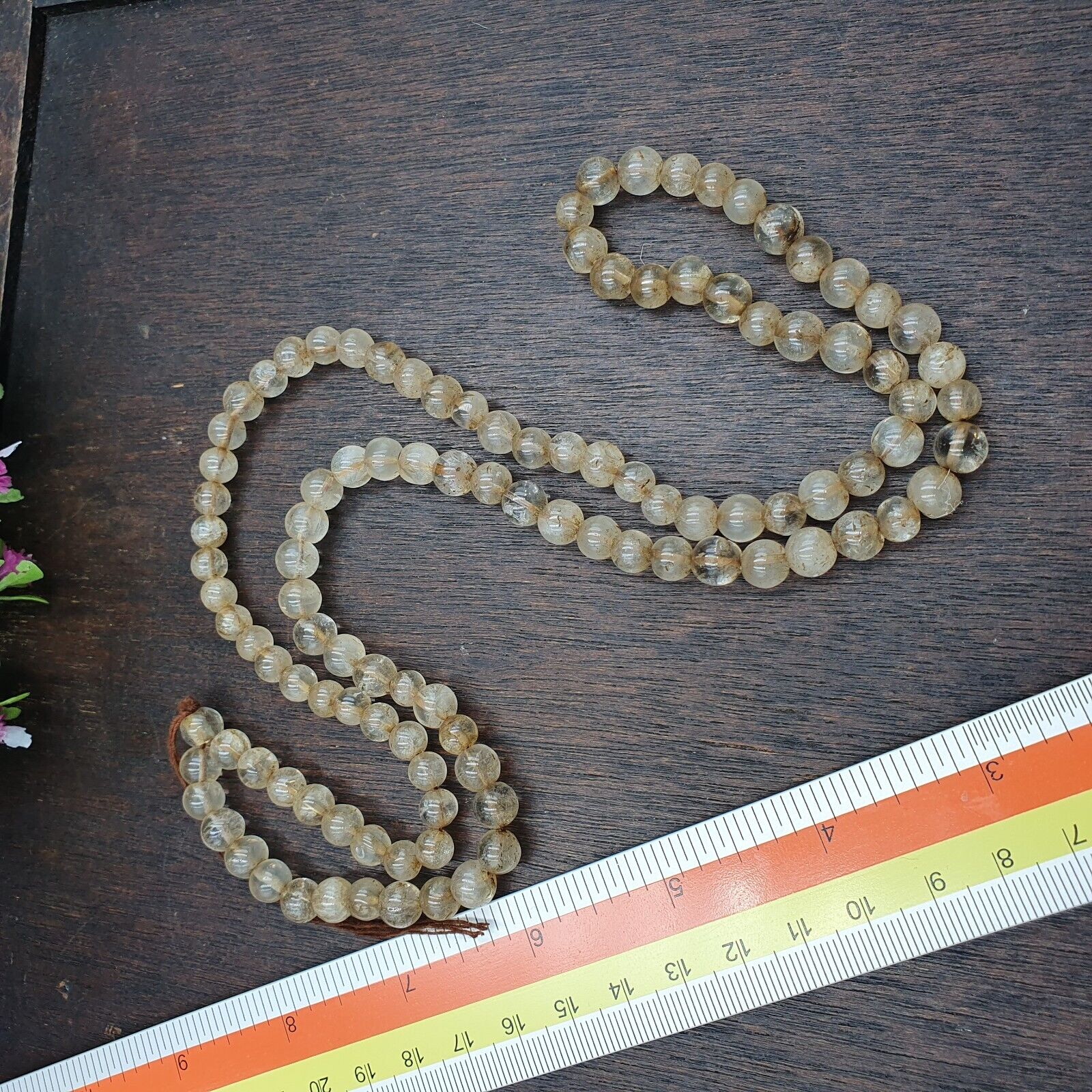 Vintage Himalayan Tibetan 7.5mm Crystal Quartz MALA 108 BEADS ROSARY NECKLACE