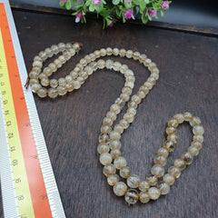 Vintage Himalayan Tibetan 7.5mm Crystal Quartz MALA 108 BEADS ROSARY NECKLACE