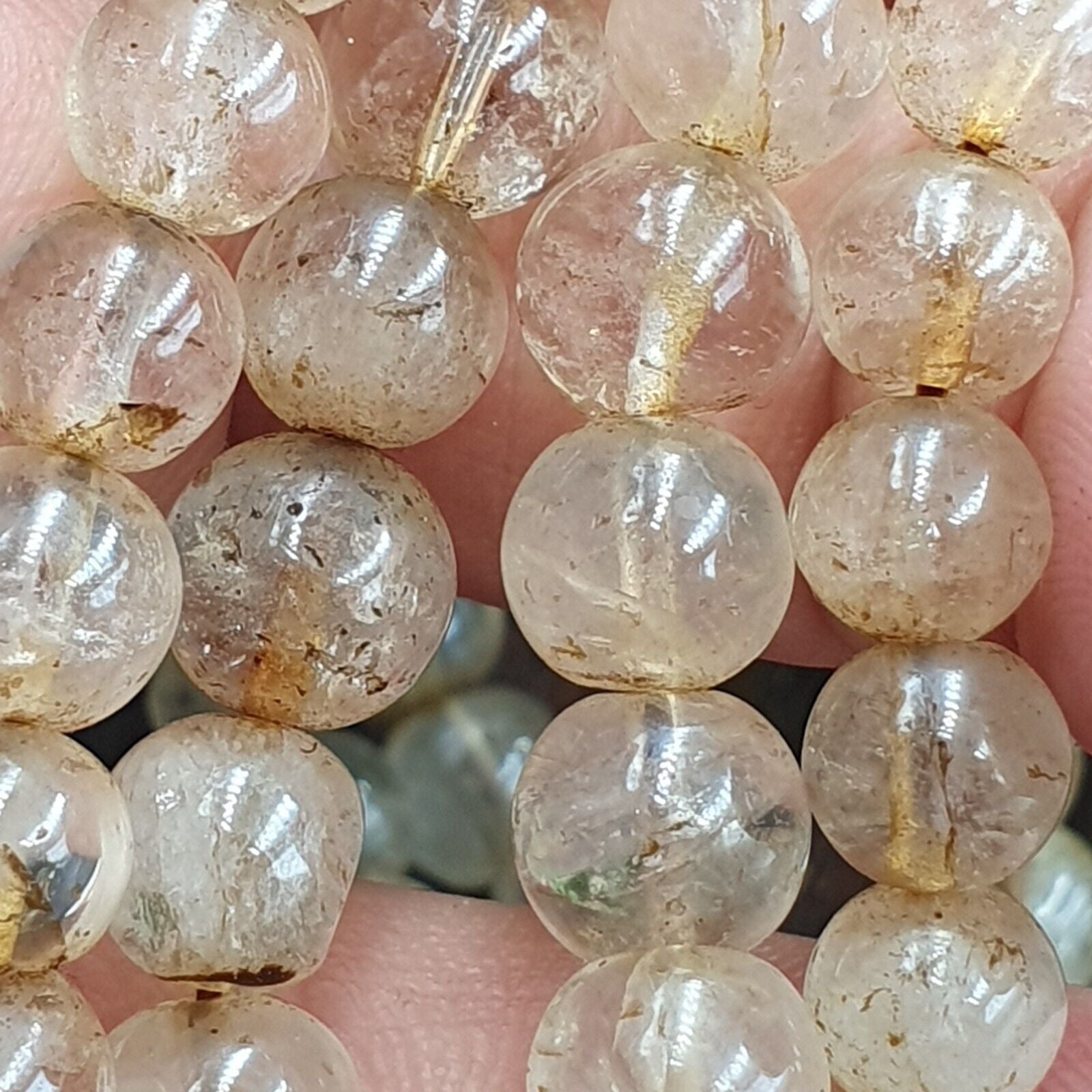 Vintage Himalayan Tibetan 7.5mm Crystal Quartz MALA 108 BEADS ROSARY NECKLACE